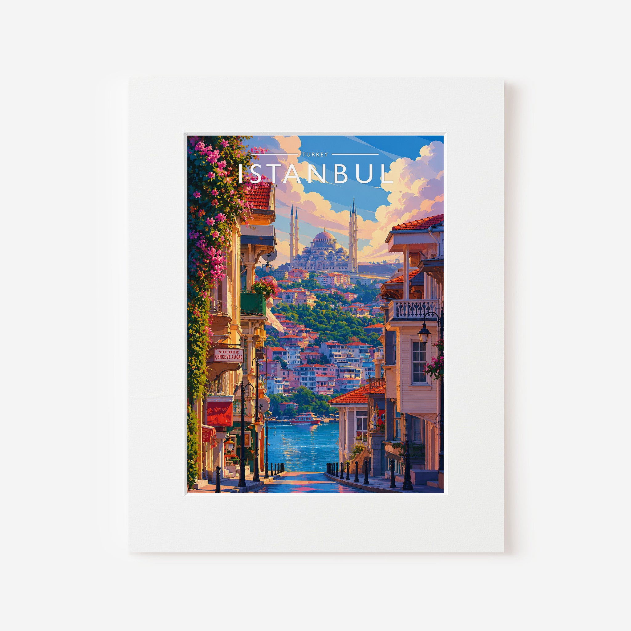 Istanbul Travel Poster in a white mount