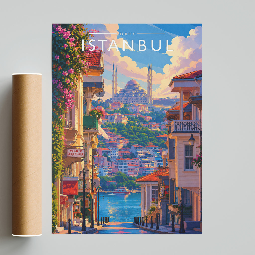 Istanbul Travel Poster - fine art print with shipping tube