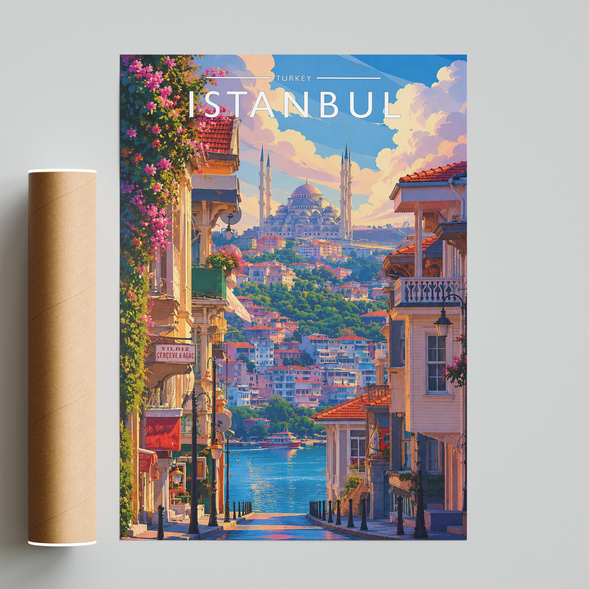 Istanbul Travel Poster - fine art print with shipping tube