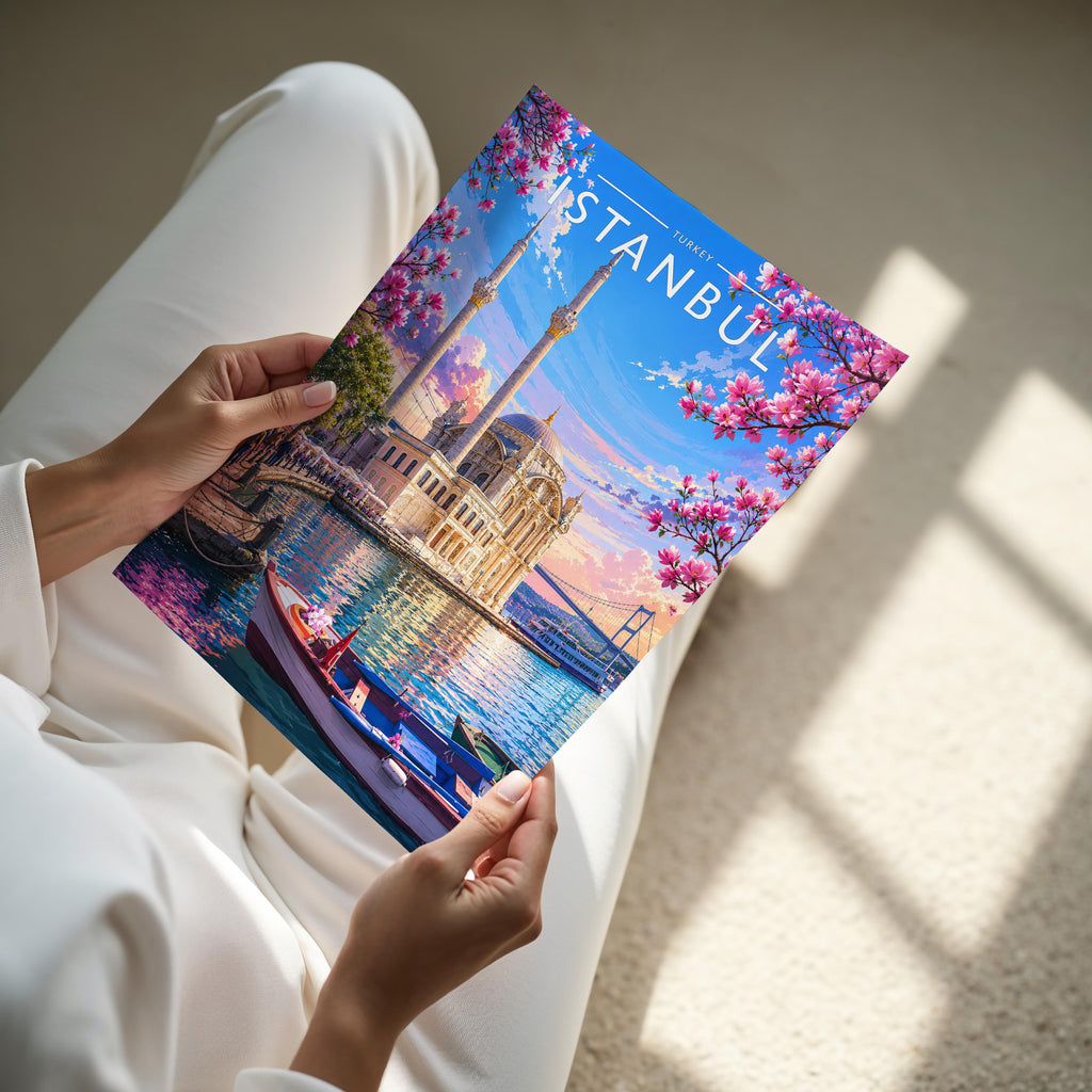 Istanbul #2 Travel Poster - A4 print held in hand