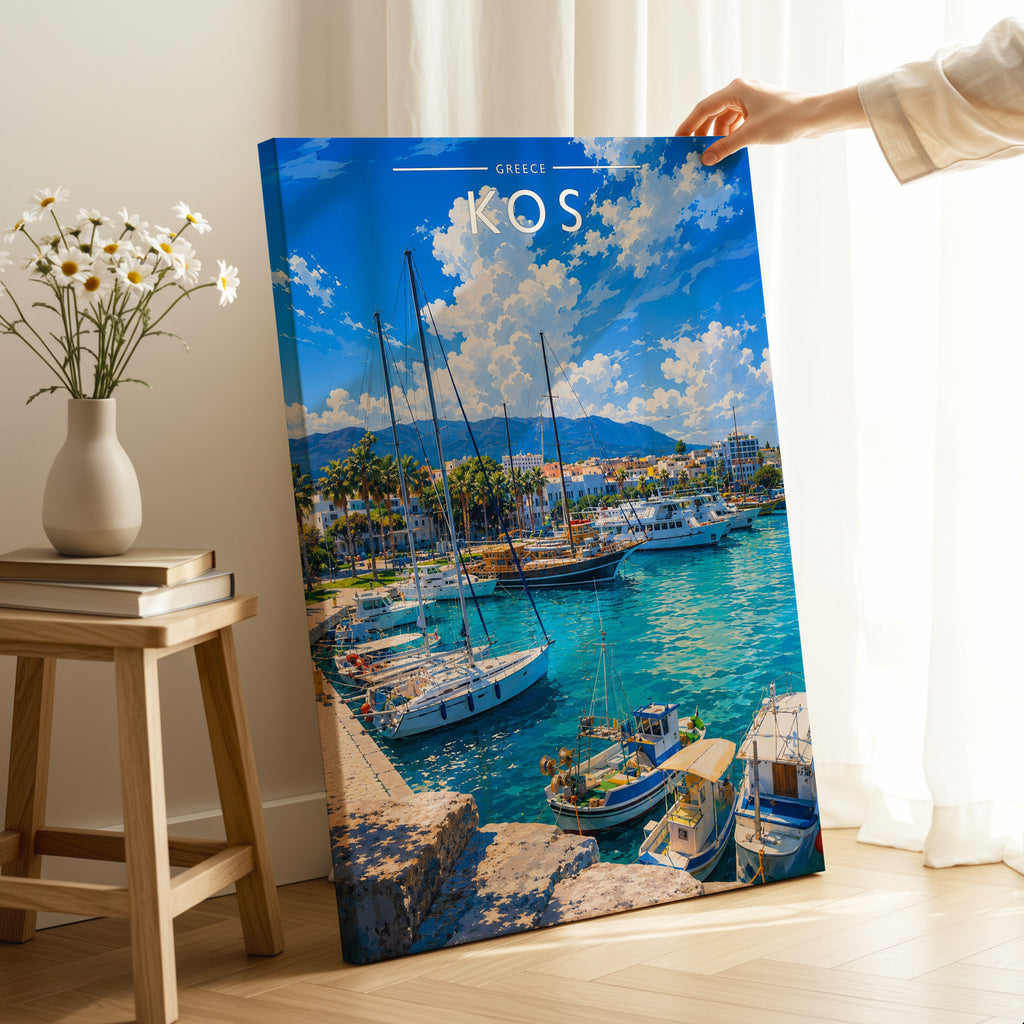 Kos #3 Travel Poster as a gallery-wrapped canvas
