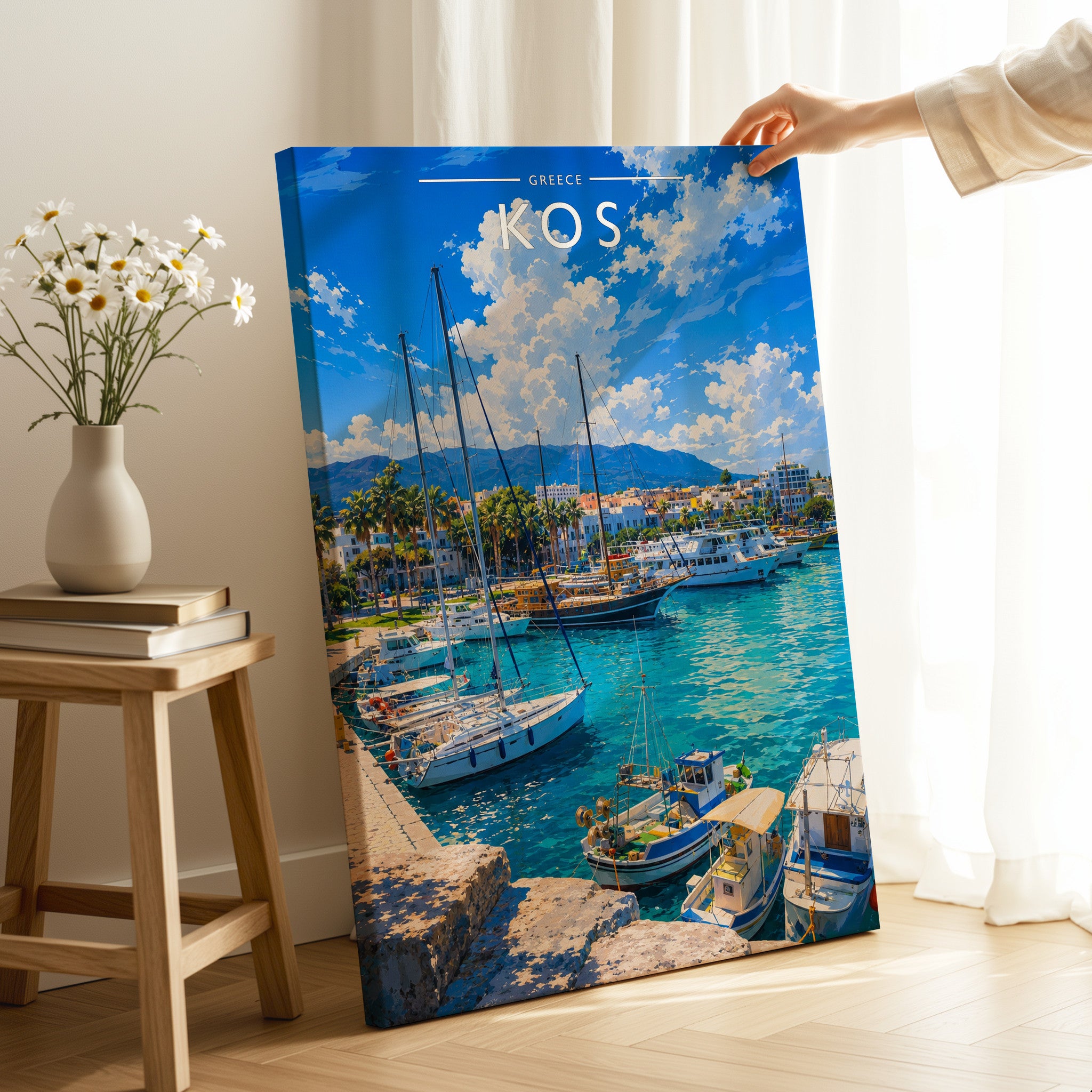 Kos #3 Travel Poster as a gallery-wrapped canvas