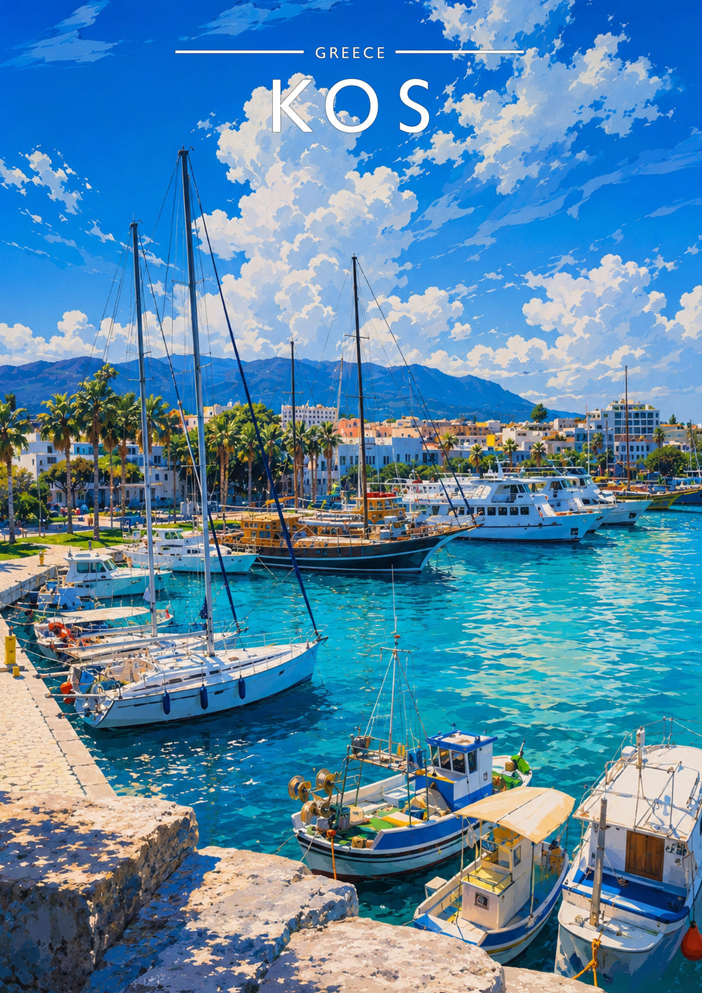 Kos #3 Travel Poster - A4 travel poster print