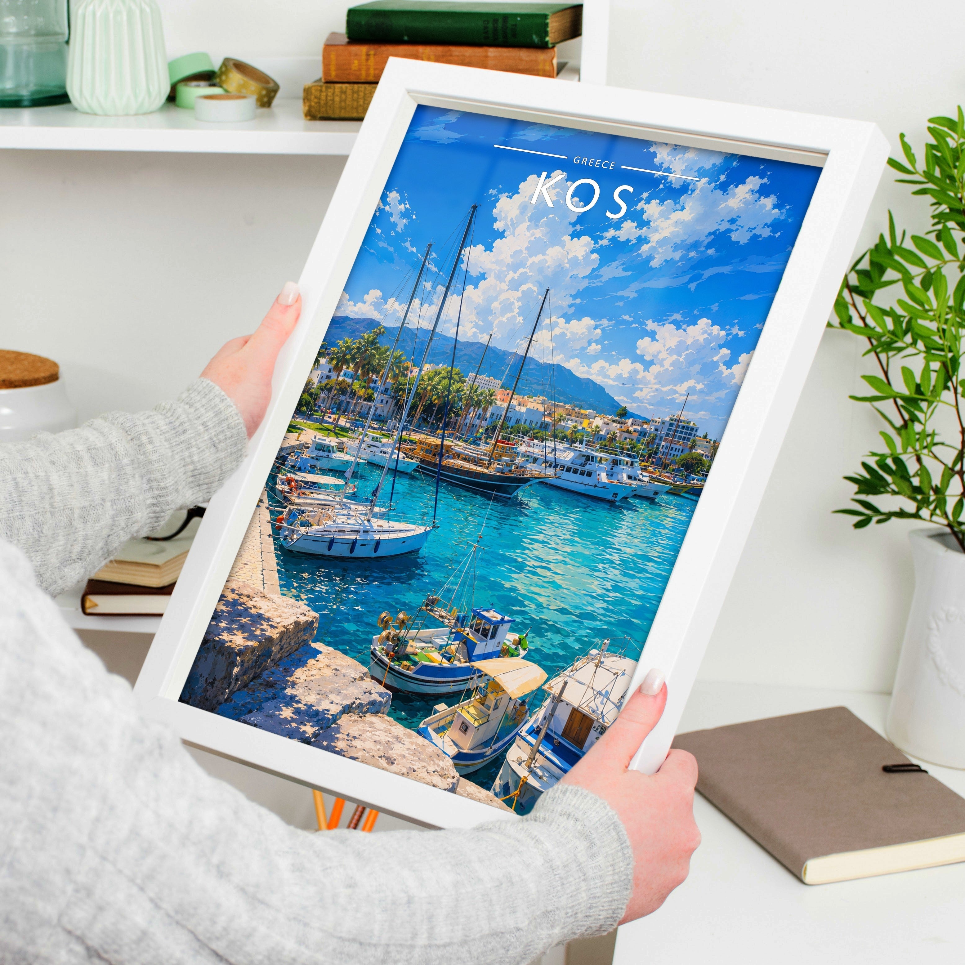 Kos #3 Travel Poster held in a white frame