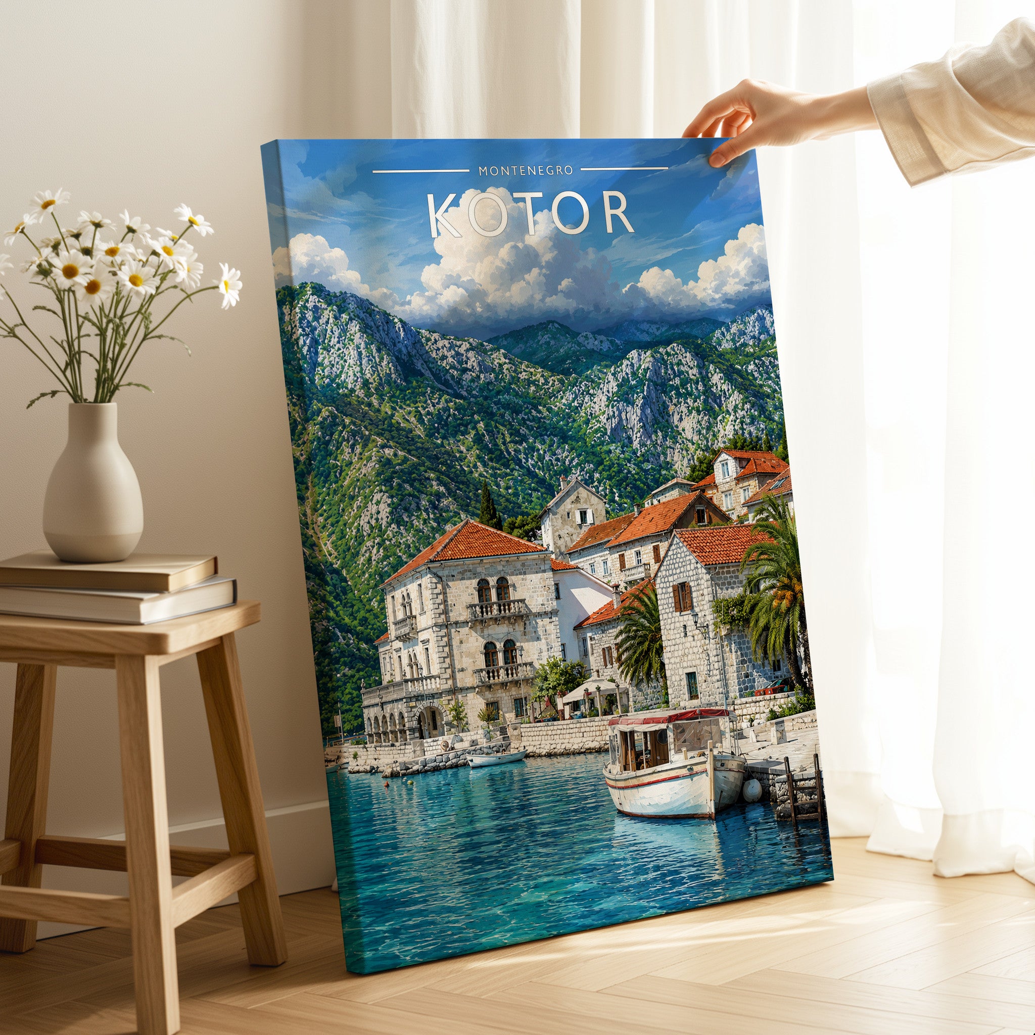 Kotor Travel Poster as a gallery-wrapped canvas
