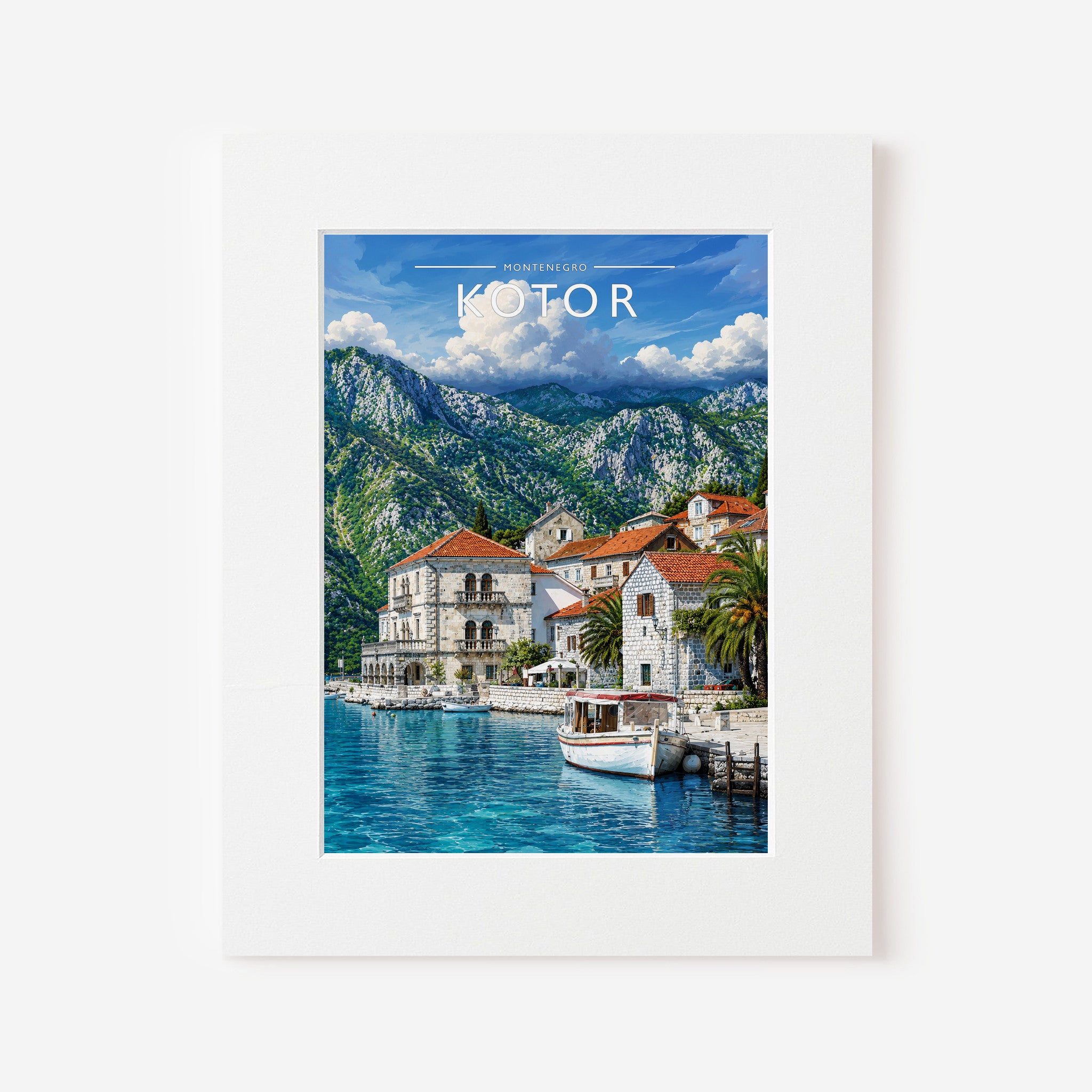 Kotor Travel Poster in a white mount