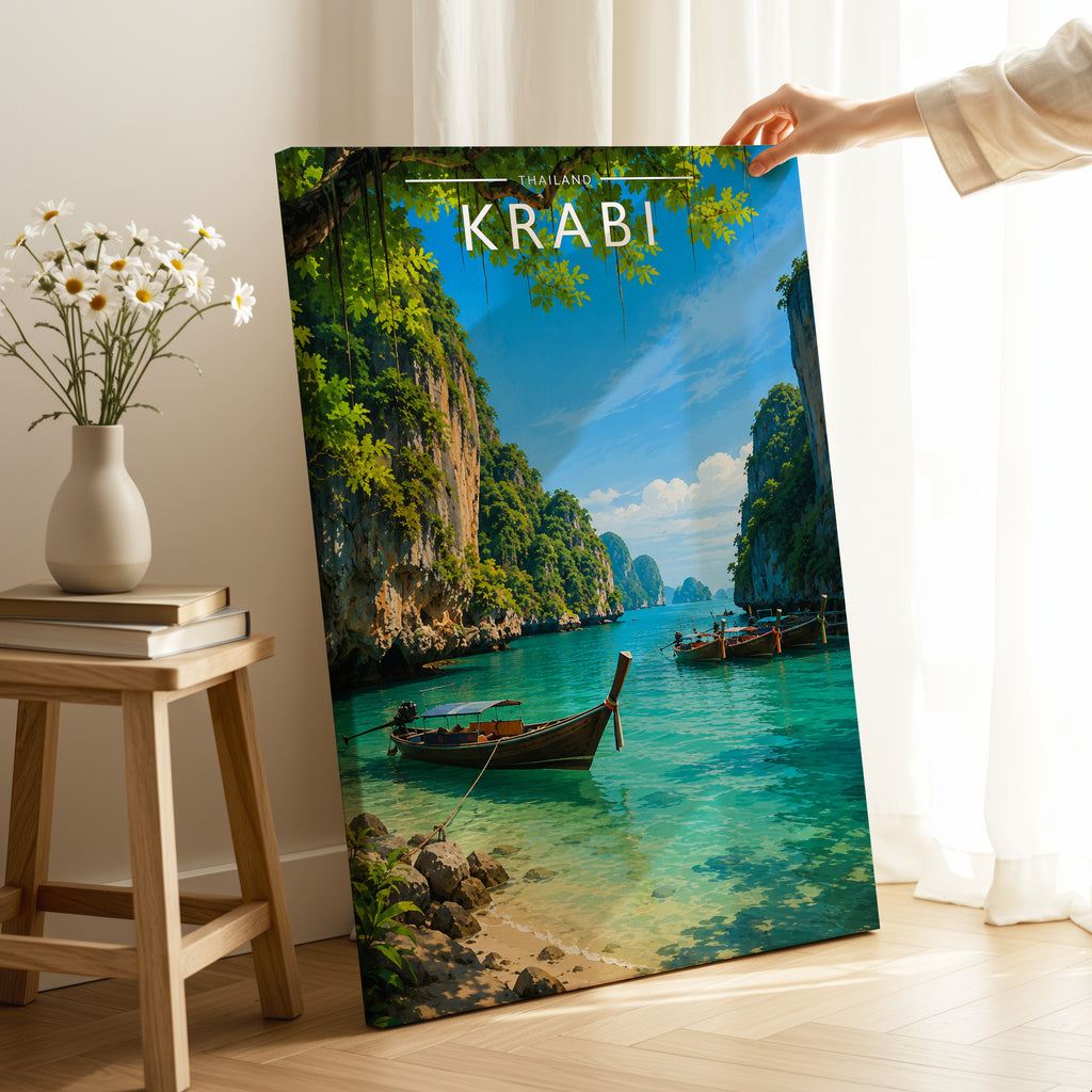 Krabi #2 Travel Poster as a gallery-wrapped canvas