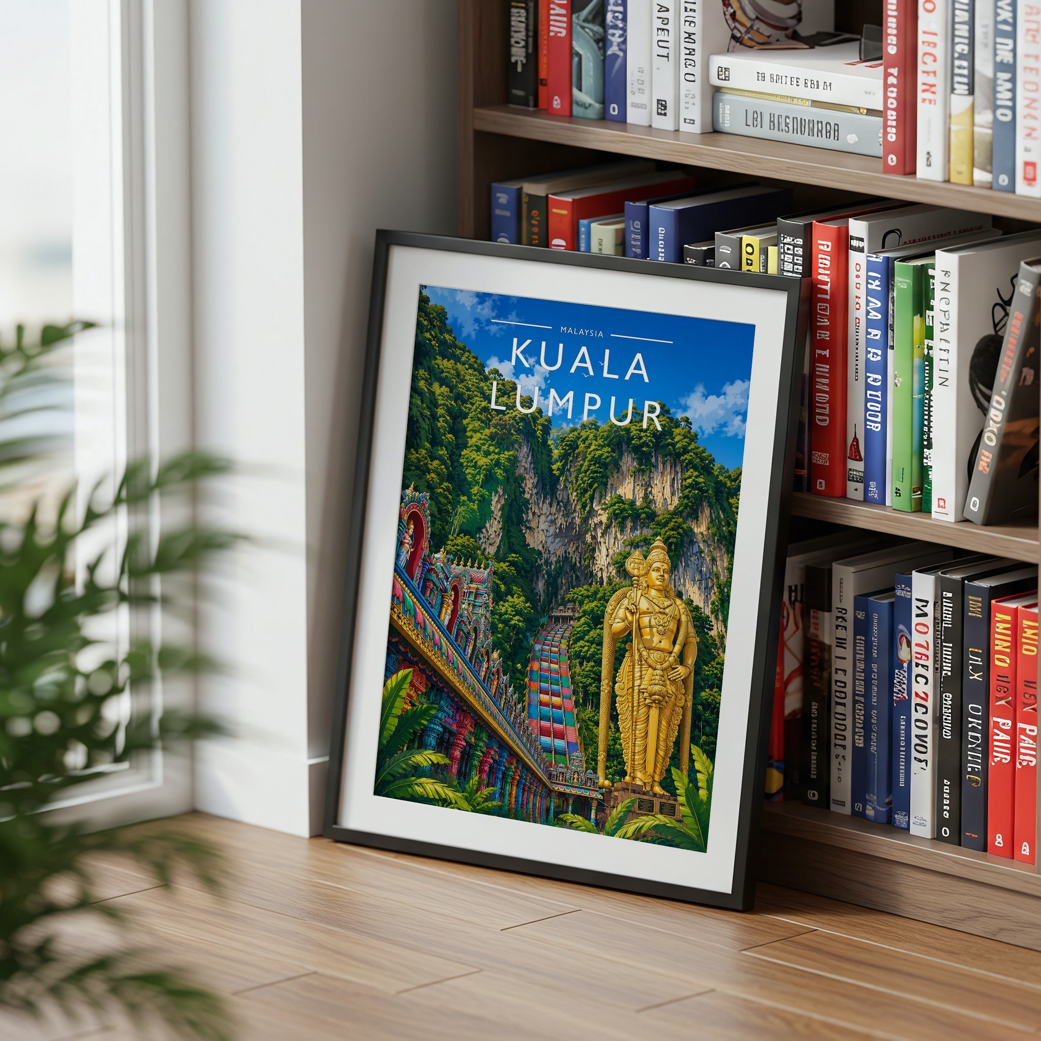 Kuala Lumpur Travel Poster mounted in a black frame