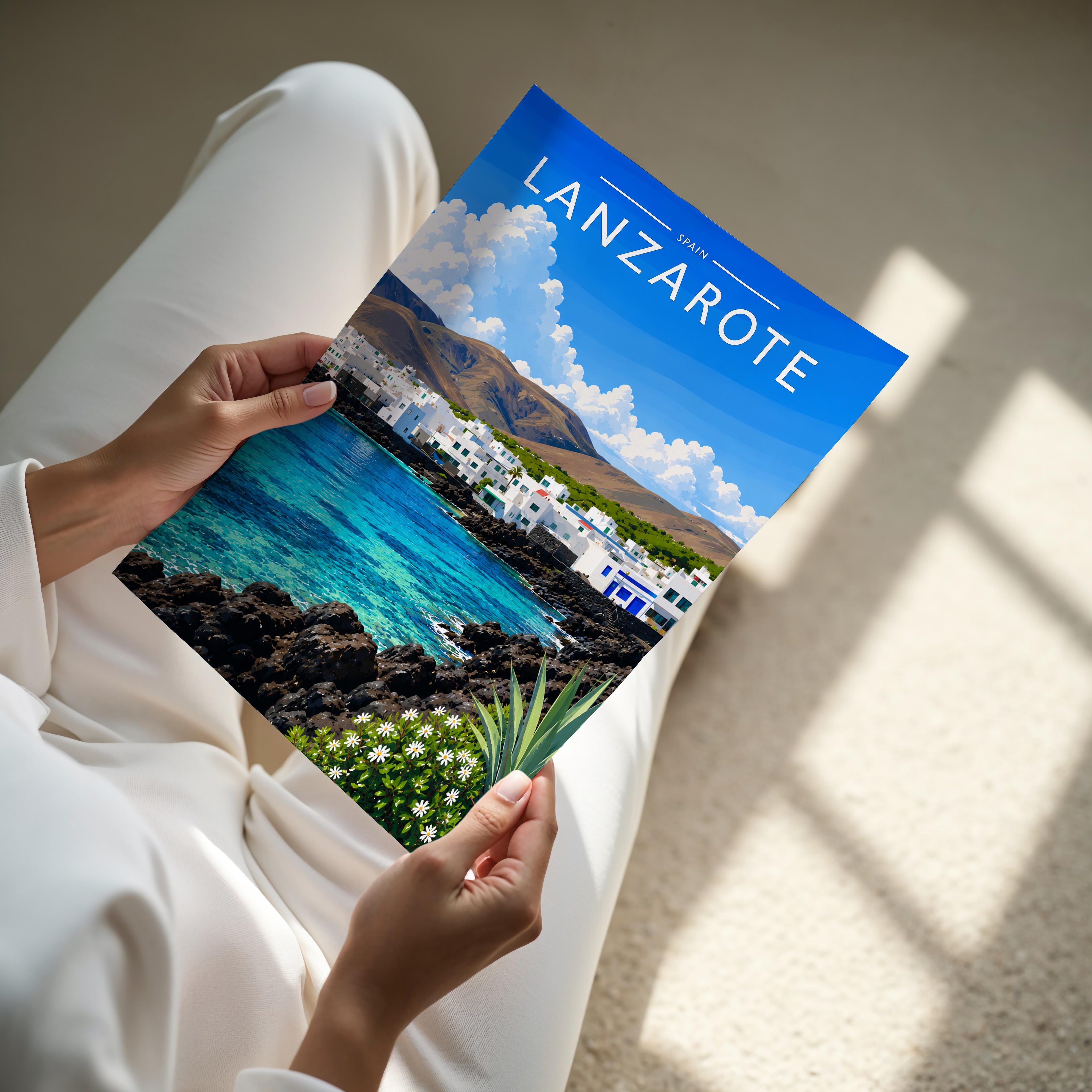 Lanzarote #3 Travel Poster - A4 print held in hand