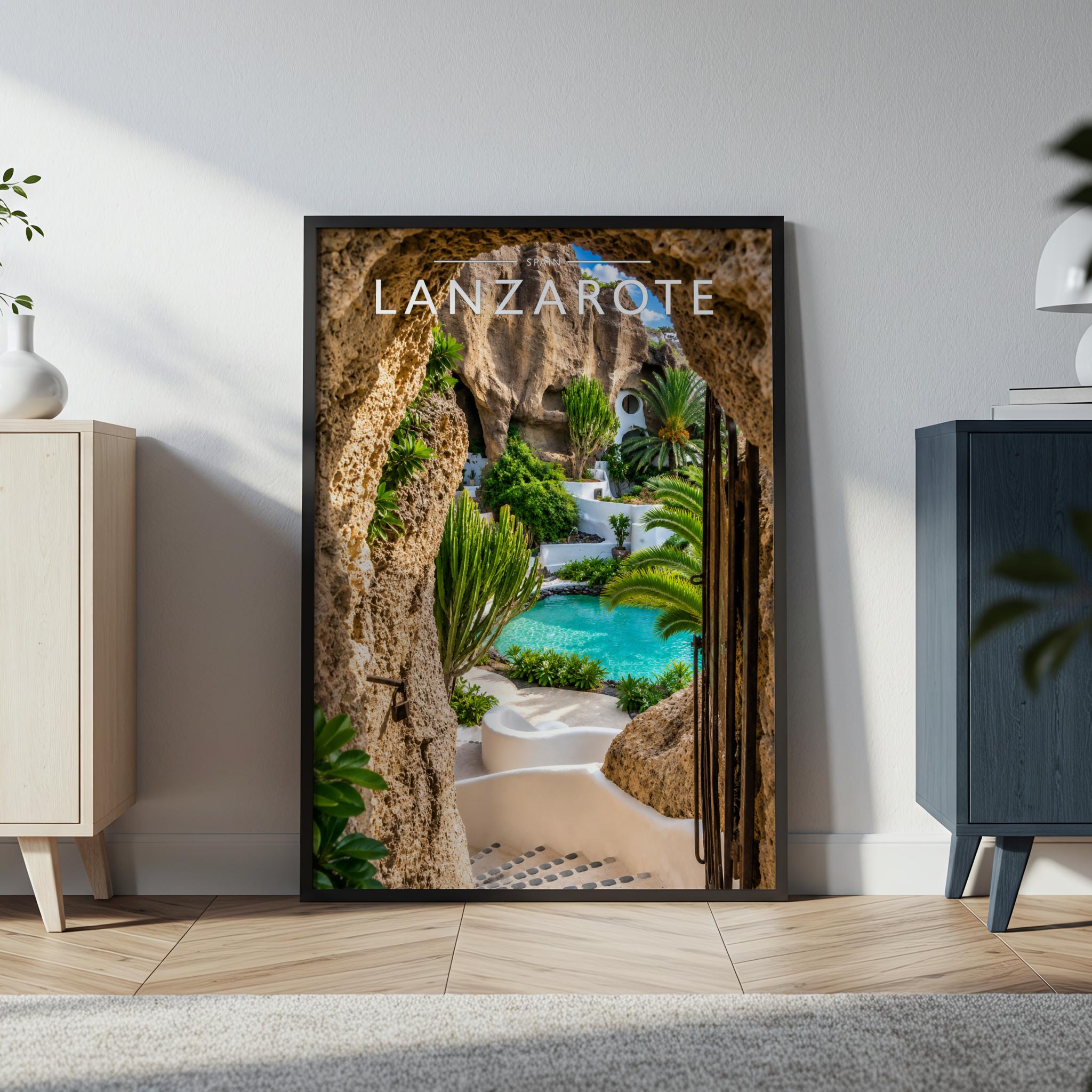Lanzarote #4 Travel Poster in a black frame