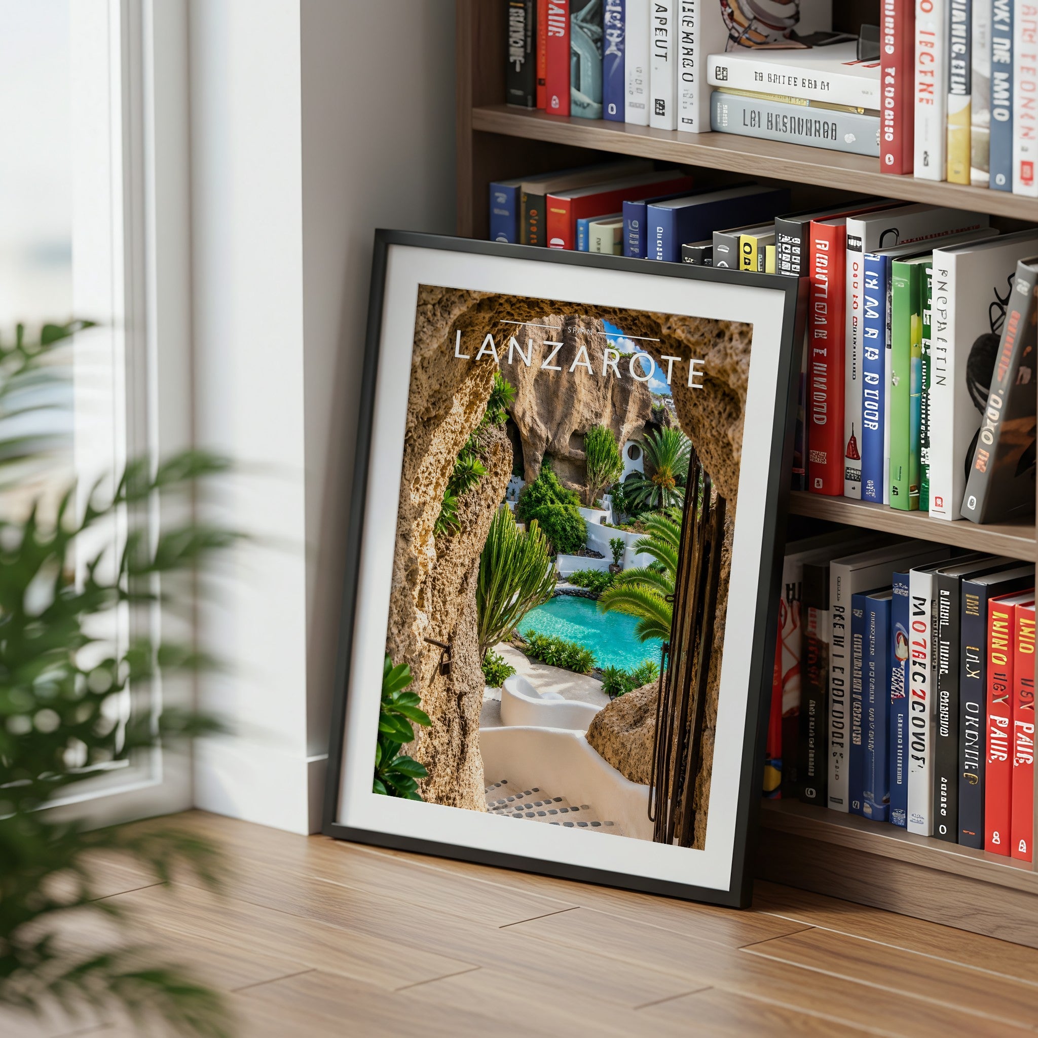 Lanzarote #4 Travel Poster mounted in a black frame