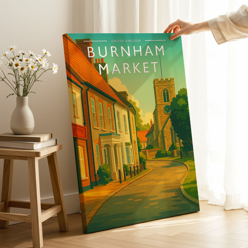 Burnham Market Travel Poster as a gallery-wrapped canvas