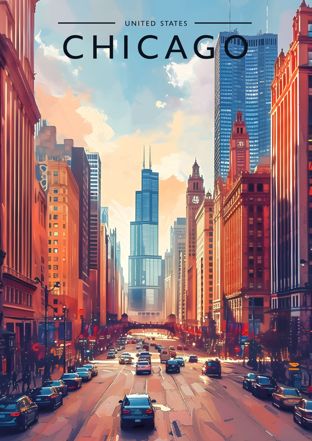 Chicago Travel Poster - A4 travel poster print