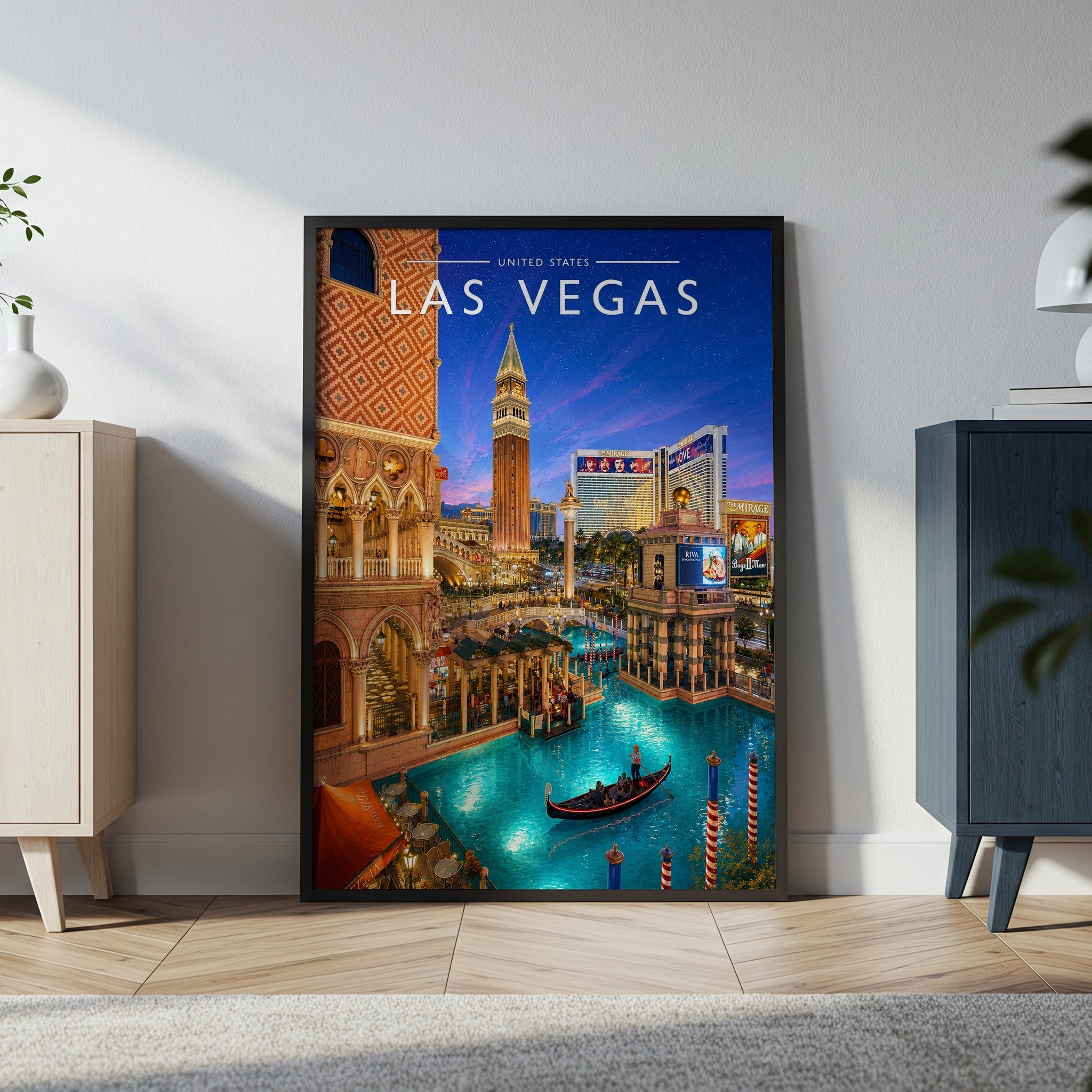Las Vegas Travel Poster in a black frame