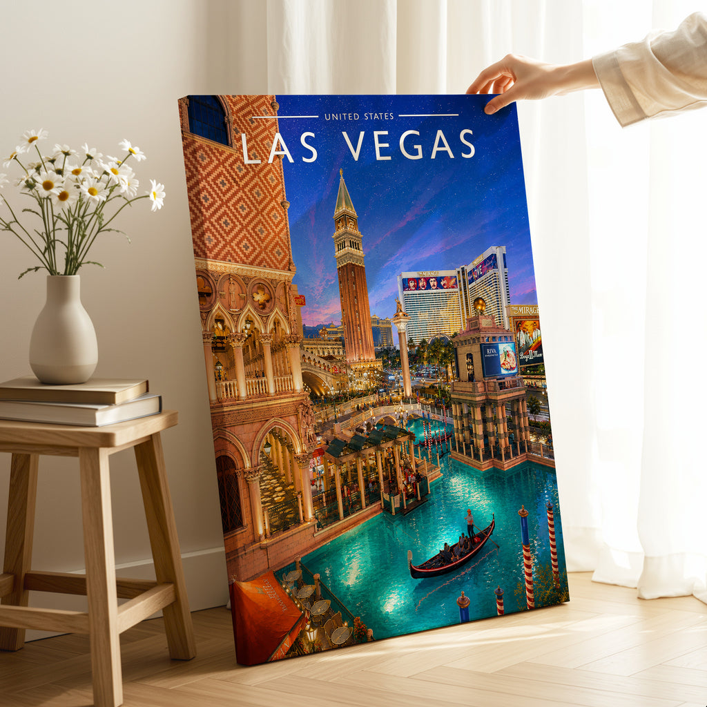 Las Vegas Travel Poster as a gallery-wrapped canvas