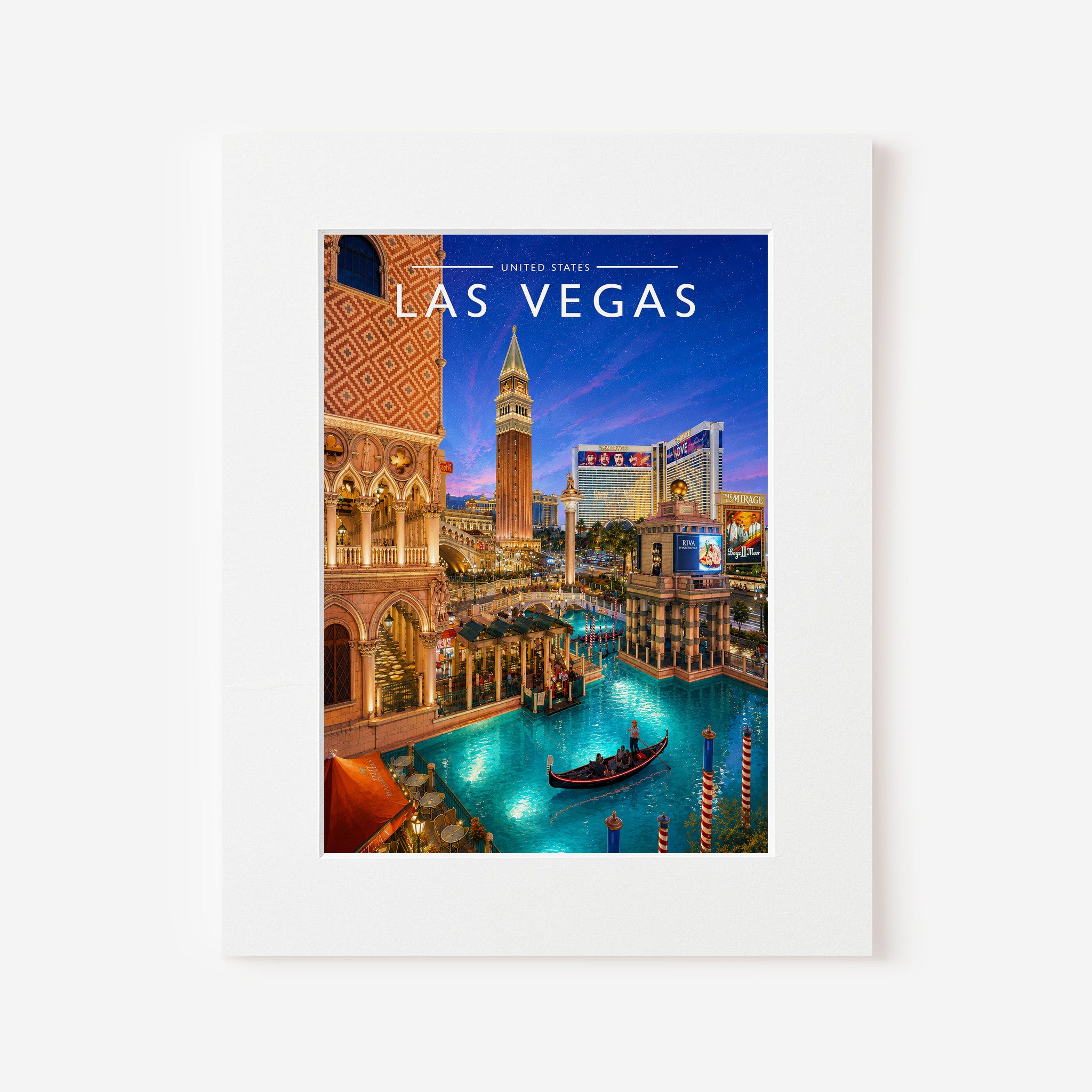 Las Vegas Travel Poster in a white mount