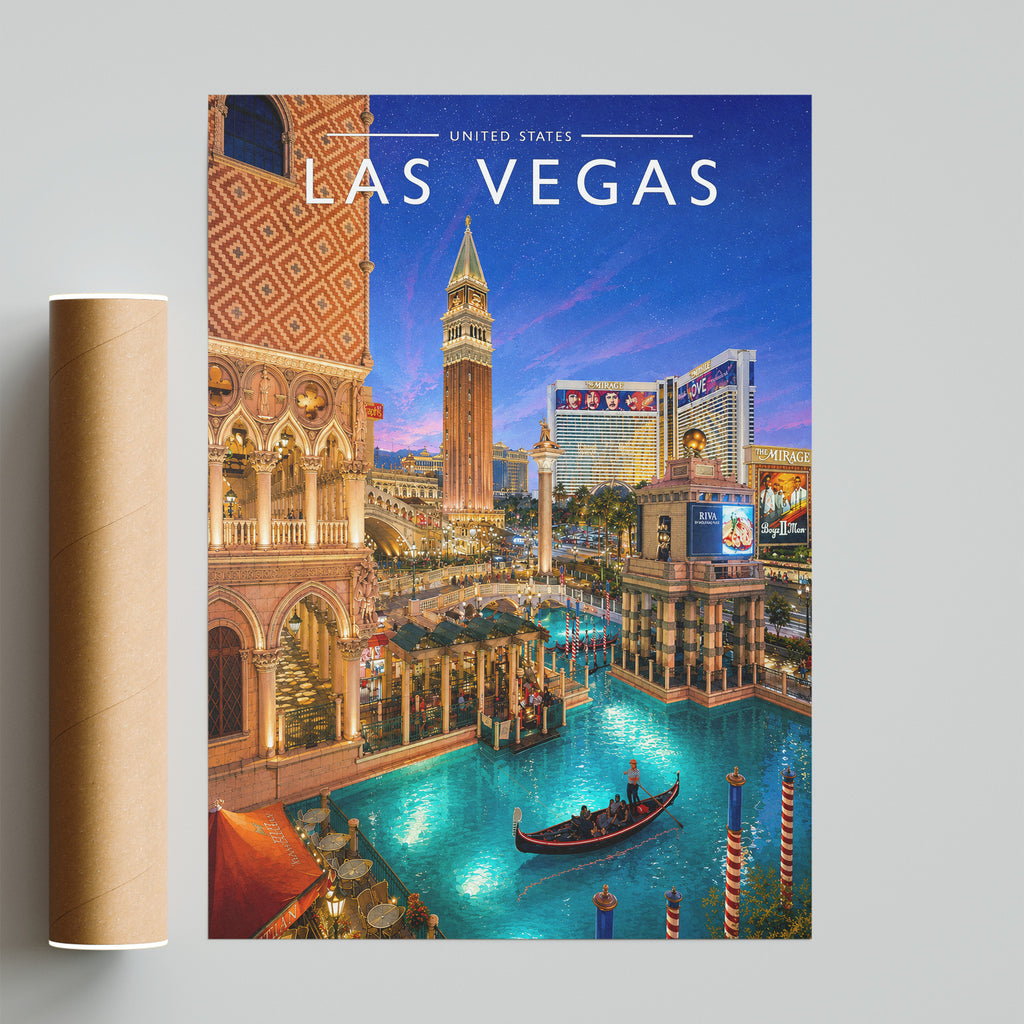 Las Vegas Travel Poster - fine art print with shipping tube