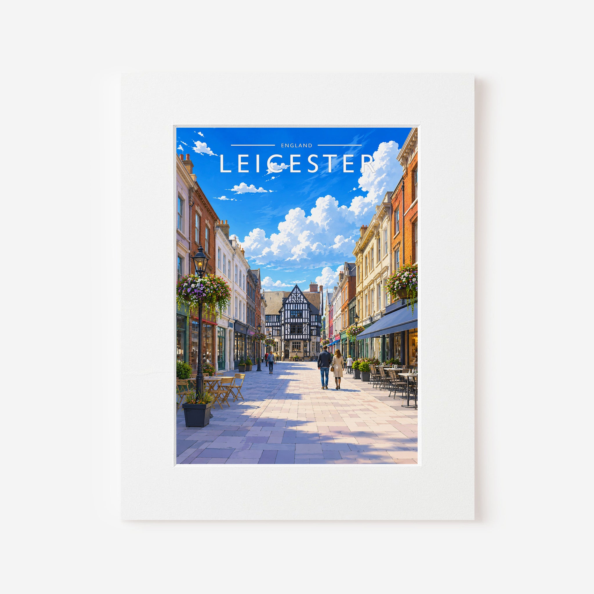 Leicester #2 Travel Poster in a white mount
