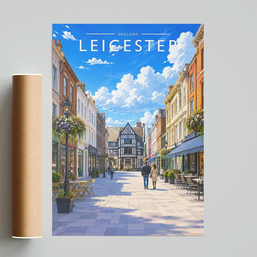 Leicester #2 Travel Poster - fine art print with shipping tube