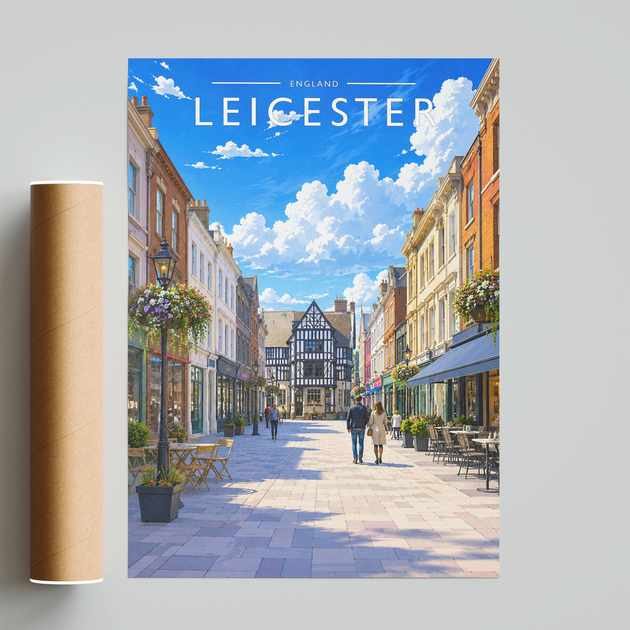 Leicester #2 Travel Poster - fine art print with shipping tube