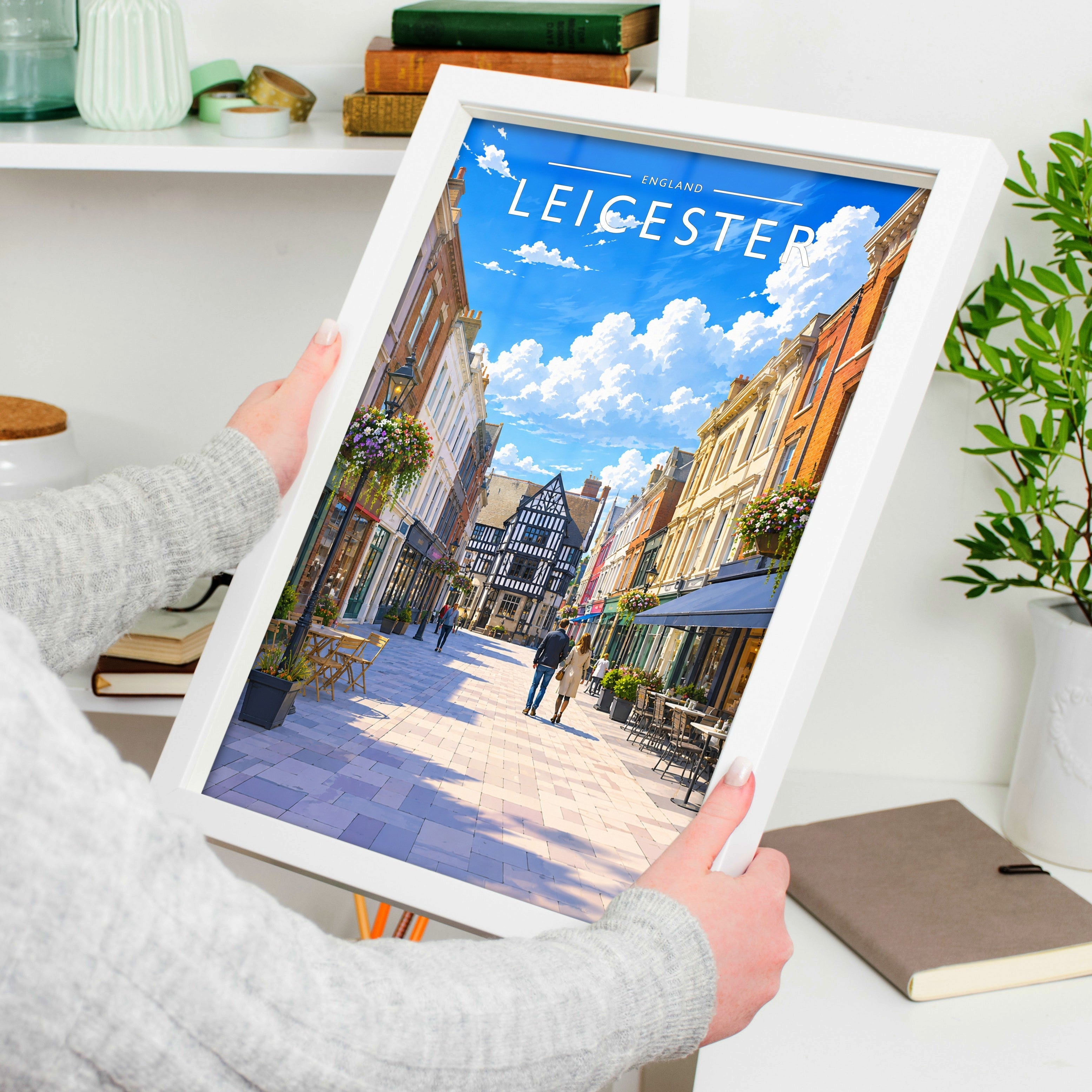 Leicester #2 Travel Poster held in a white frame