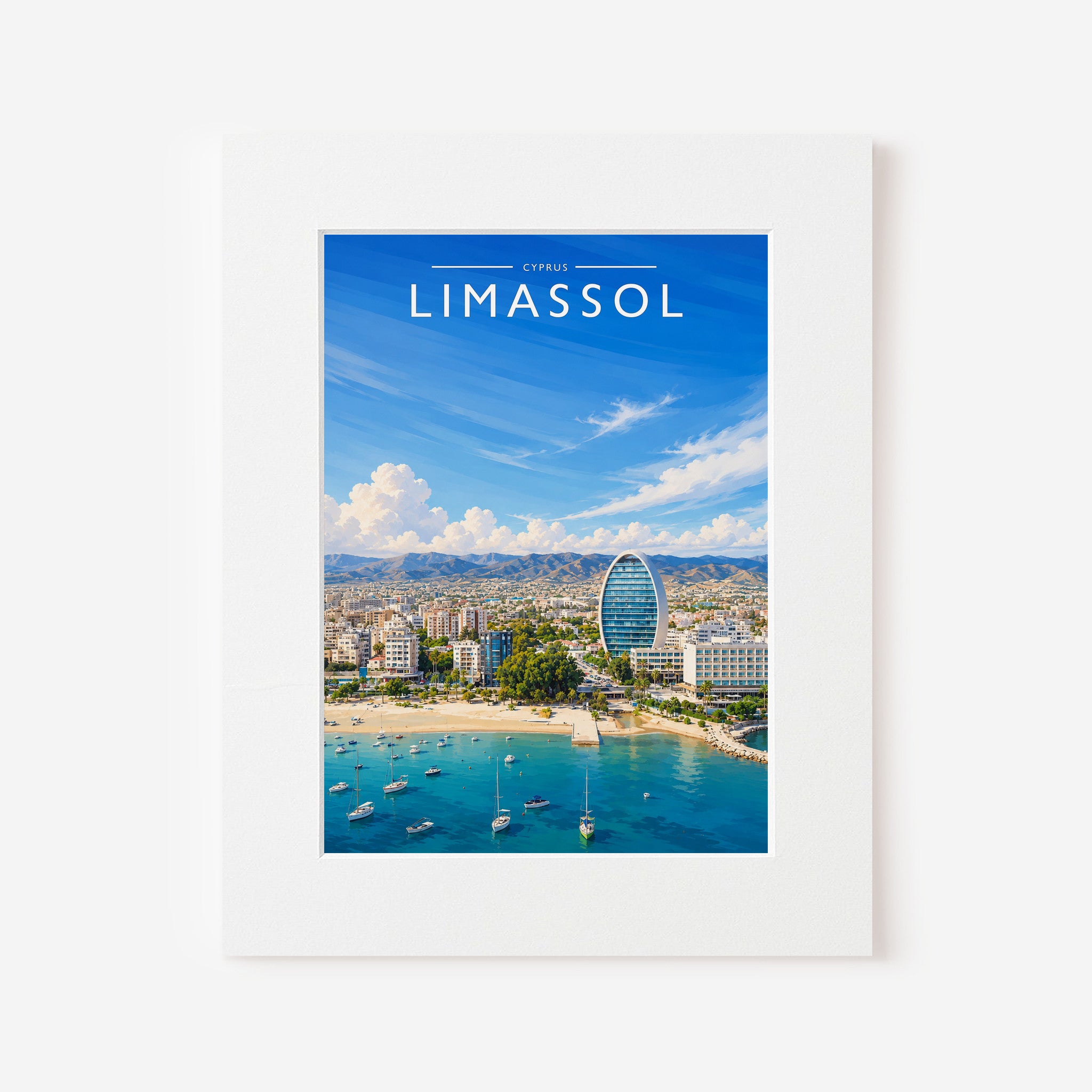 Limassol Travel Poster in a white mount