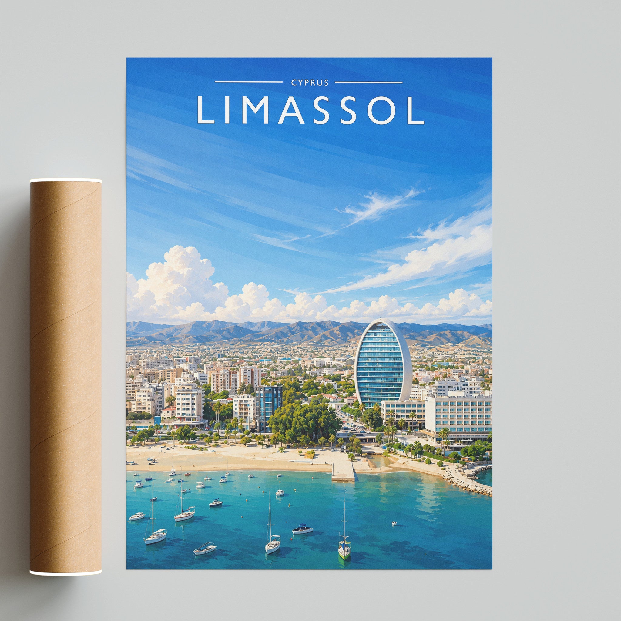 Limassol Travel Poster - fine art print with shipping tube