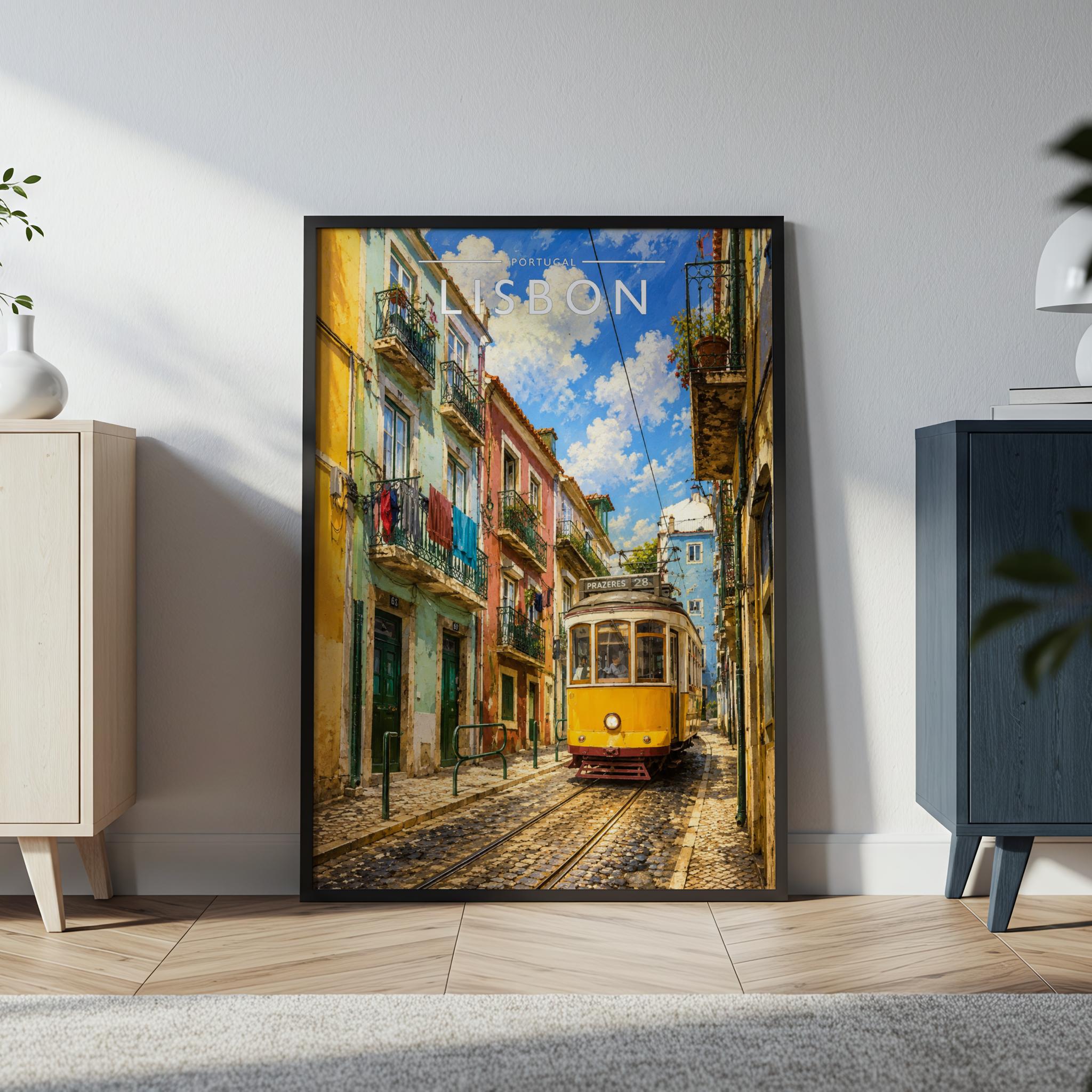 Lisbon #2 Travel Poster in a black frame