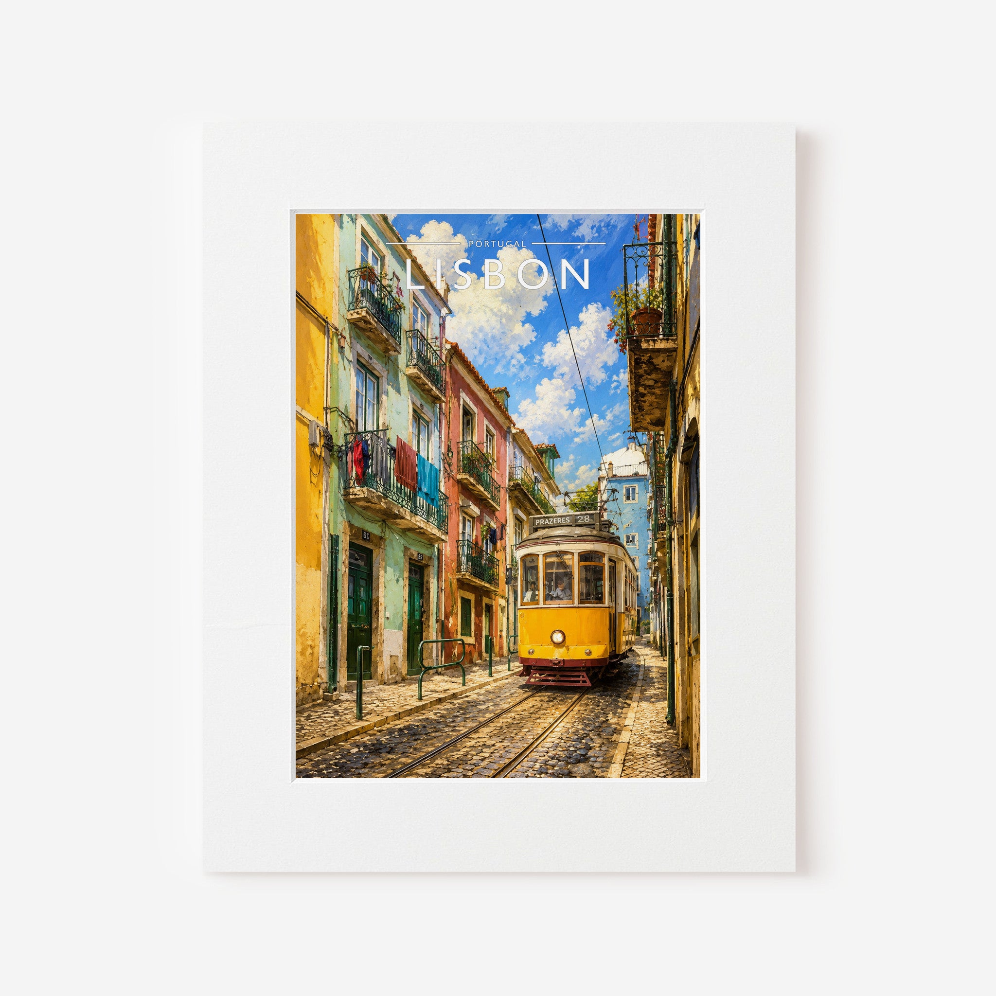Lisbon #2 Travel Poster in a white mount