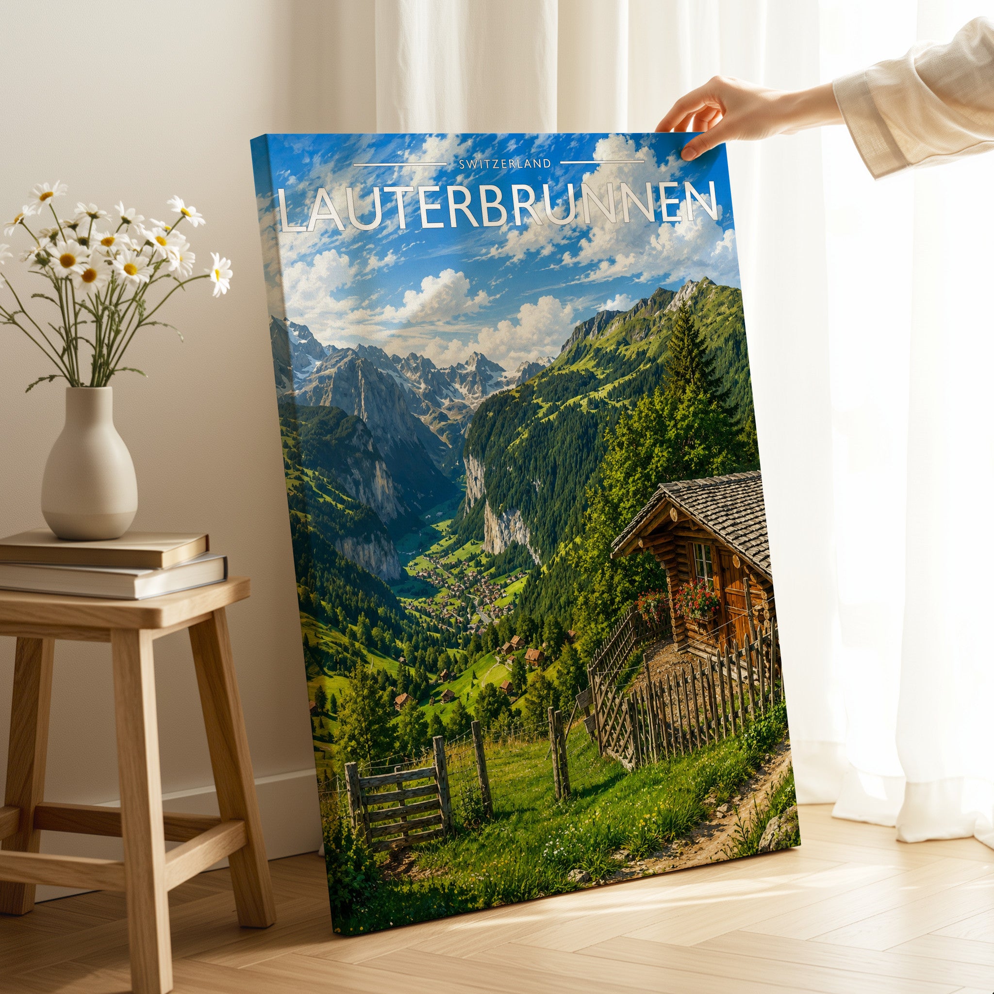 Lauterbrunnen Travel Poster as a gallery-wrapped canvas