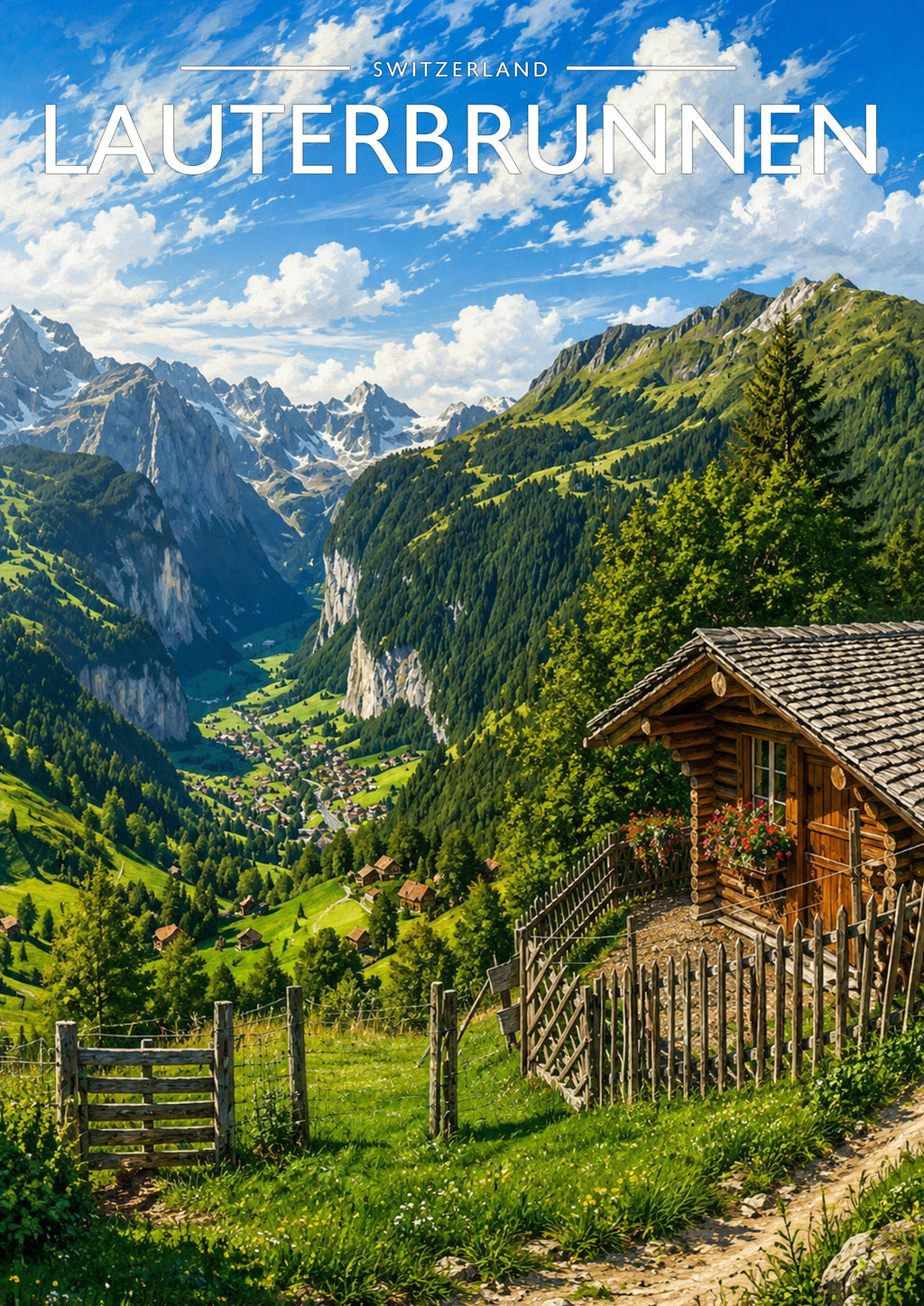 Lauterbrunnen Travel Poster - A4 travel poster print