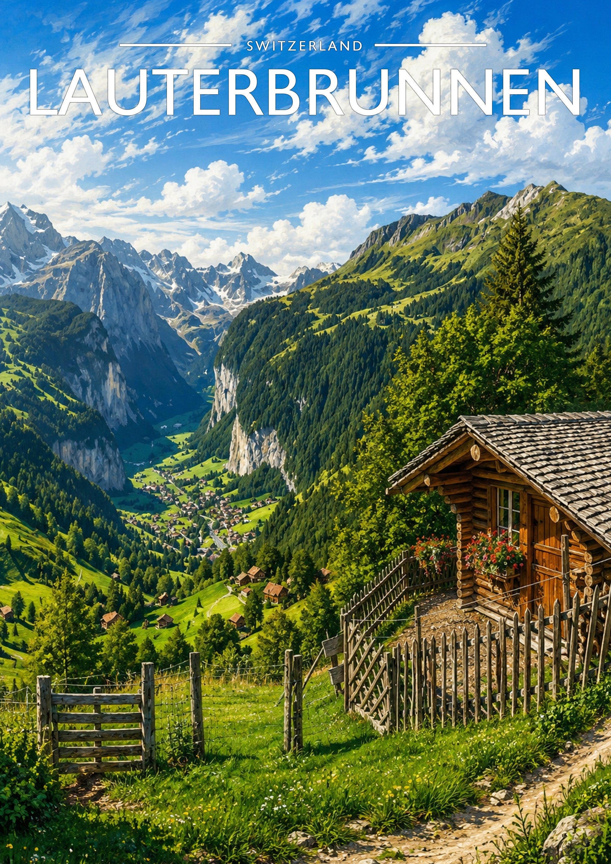 Lauterbrunnen Travel Poster - A4 travel poster print