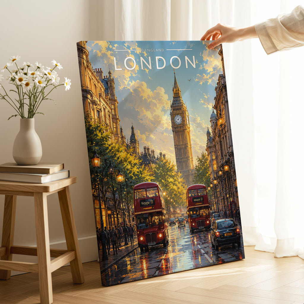 London #9 Travel Poster as a gallery-wrapped canvas