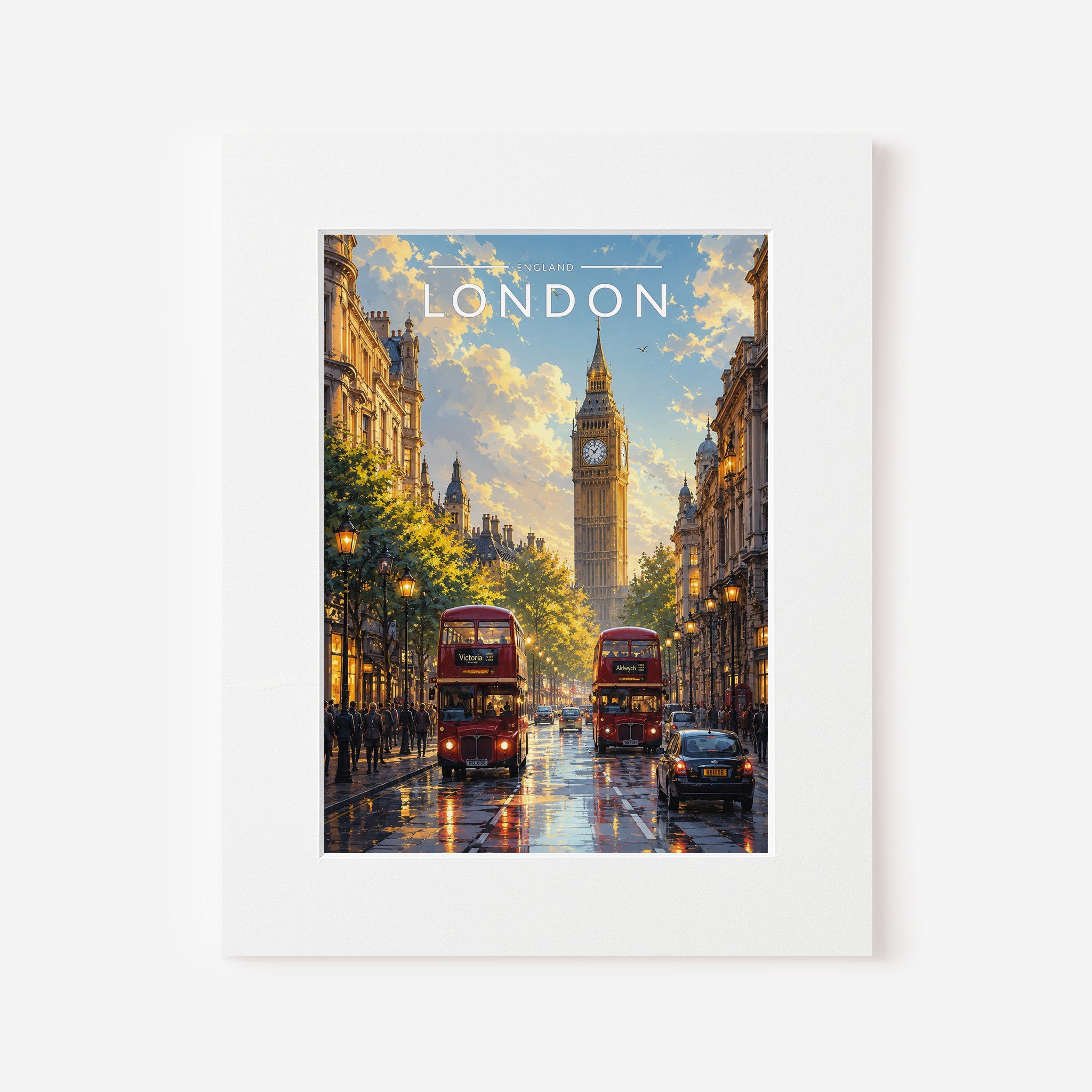 London #9 Travel Poster in a white mount