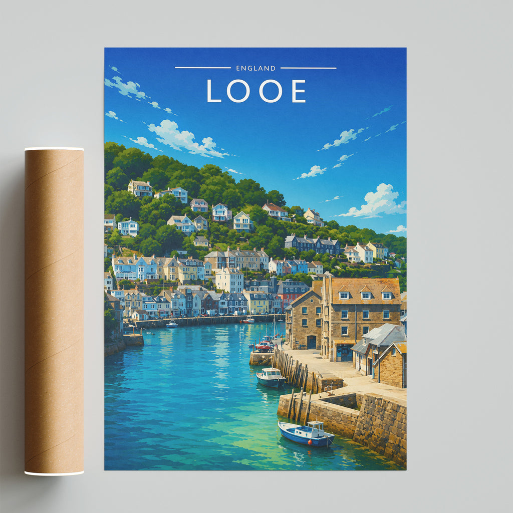 Looe Travel Poster - fine art print with shipping tube