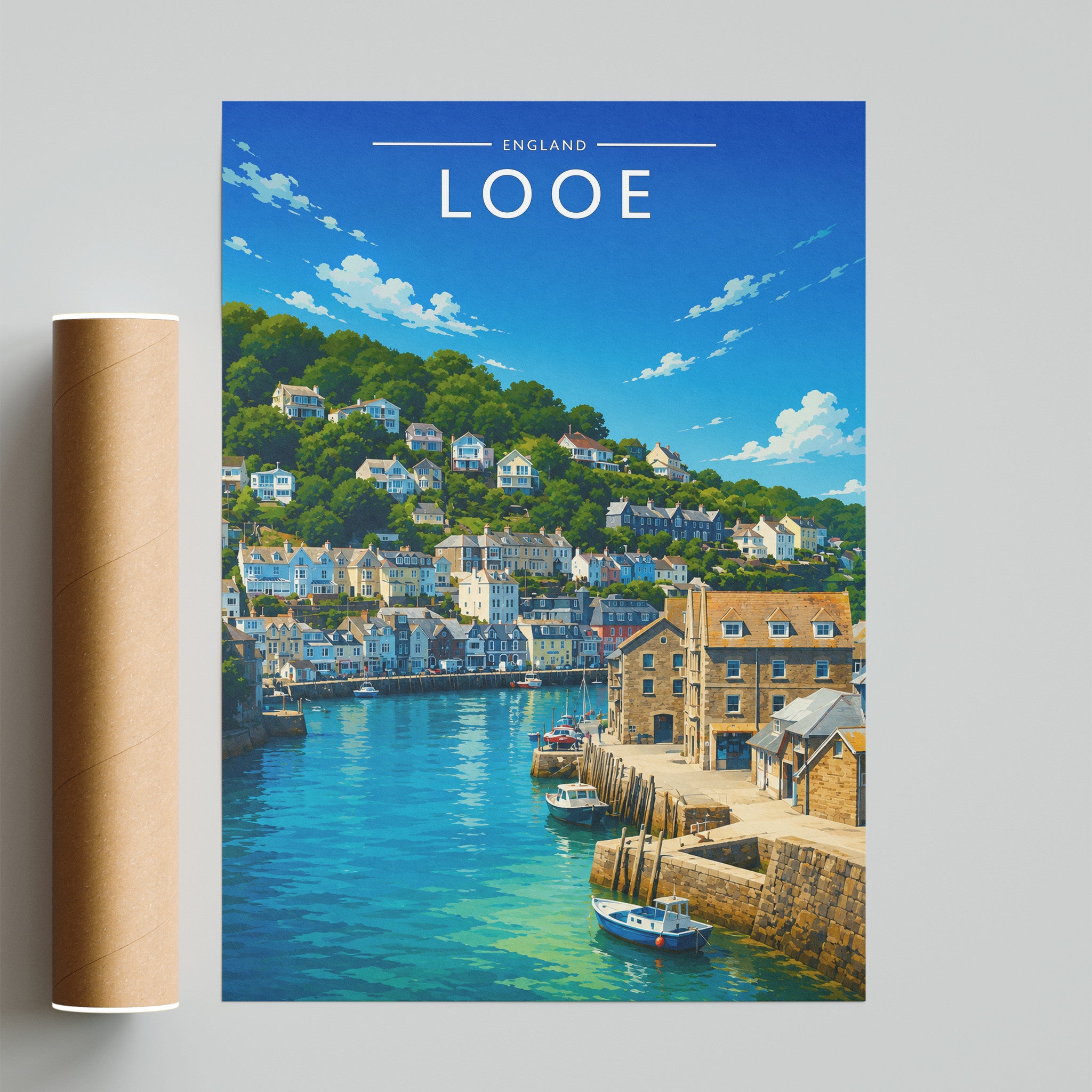 Looe Travel Poster - fine art print with shipping tube
