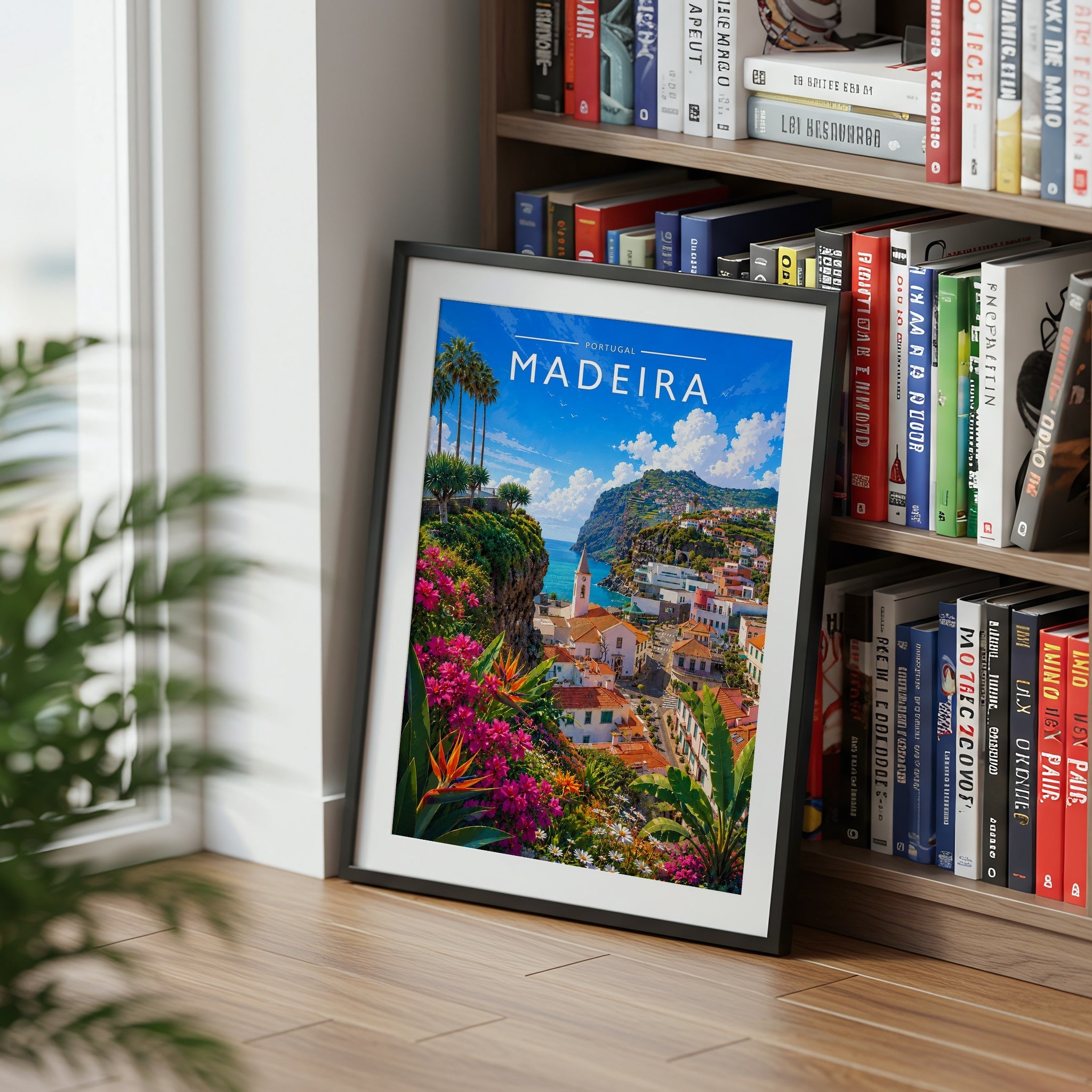 Madeira Travel Poster mounted in a black frame