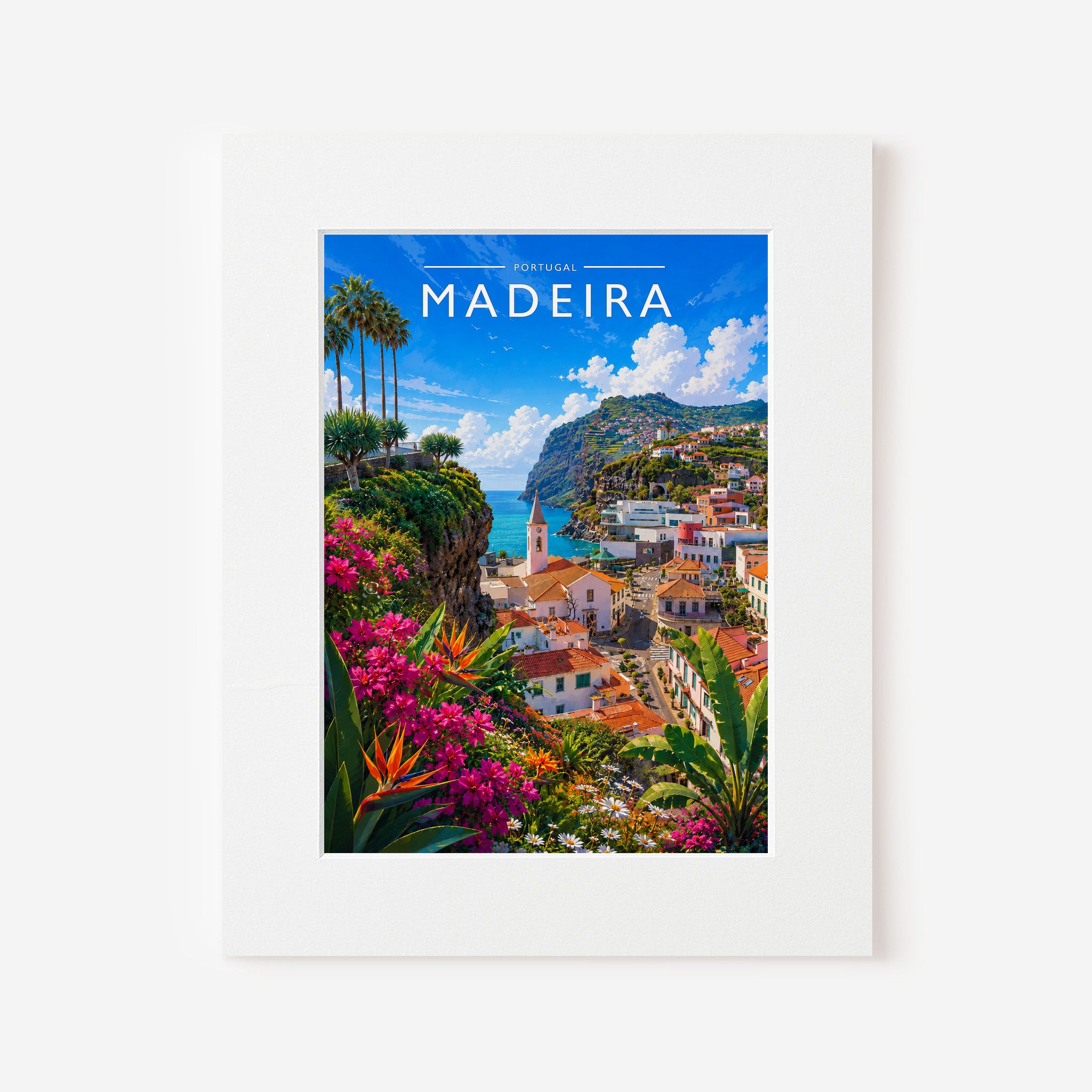 Madeira Travel Poster in a white mount