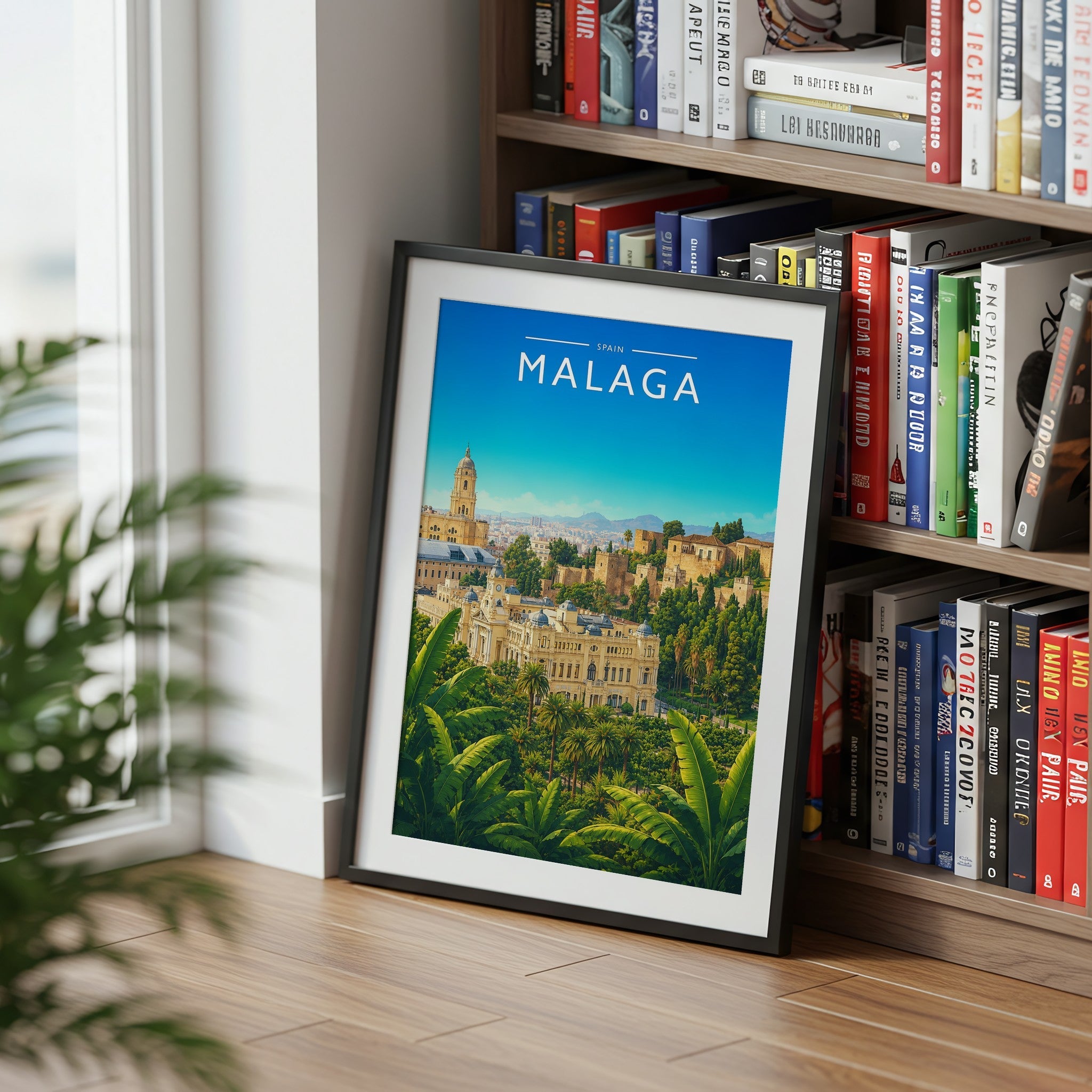 Malaga #3 Travel Poster mounted in a black frame