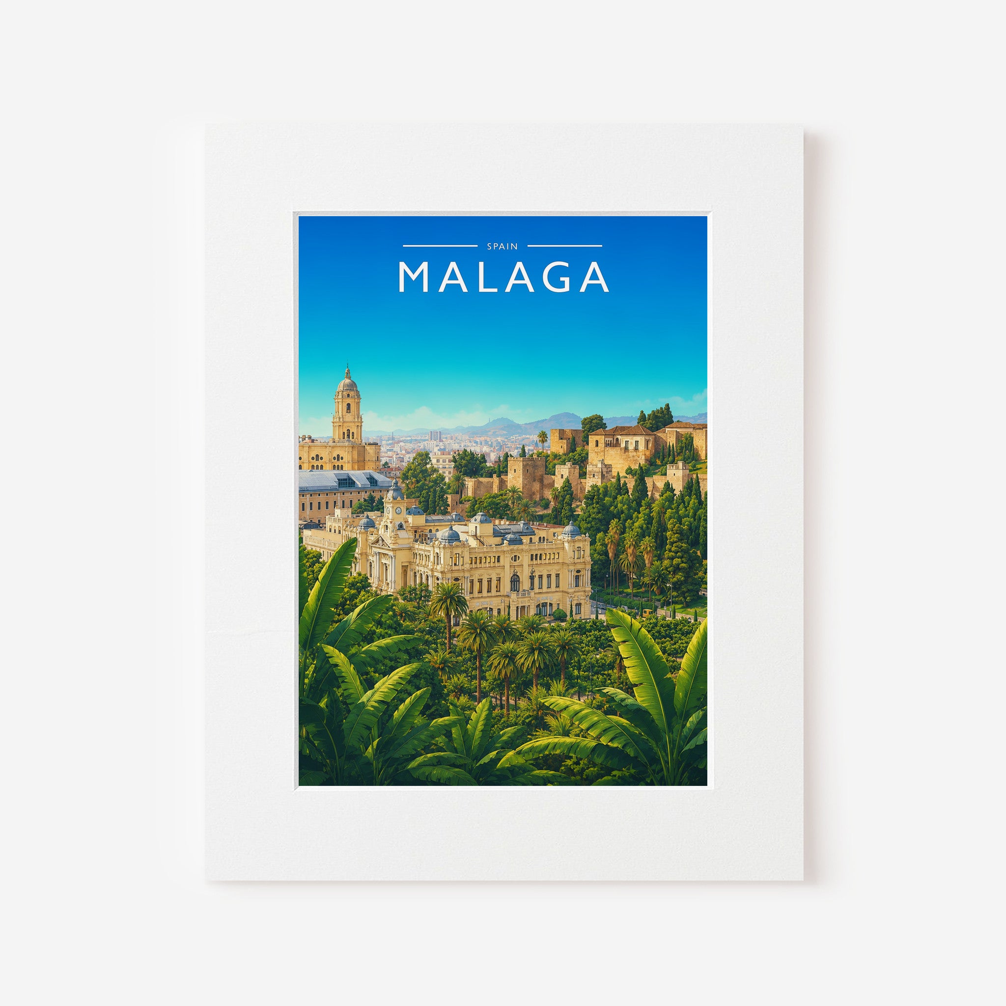 Malaga #3 Travel Poster in a white mount