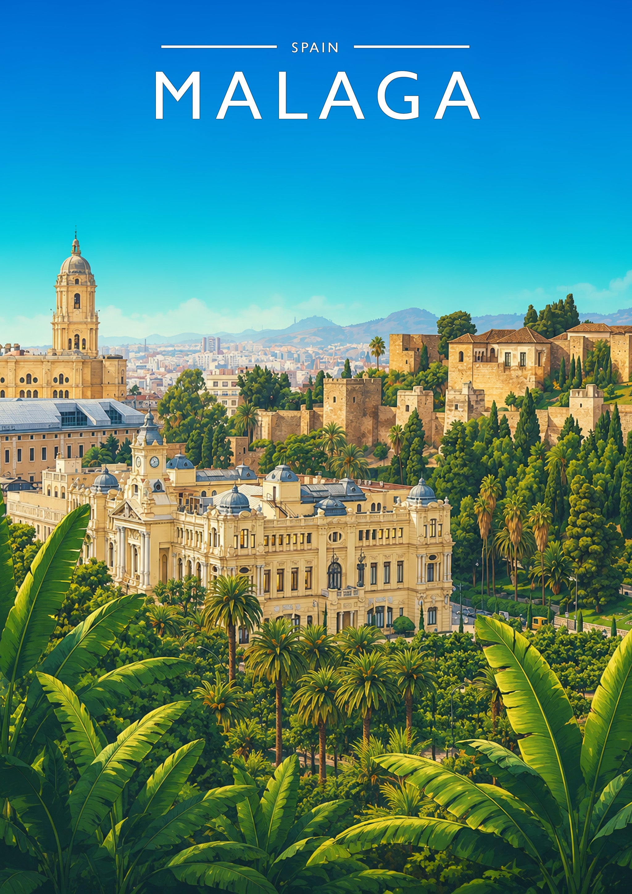 Malaga #3 Travel Poster - A4 travel poster print