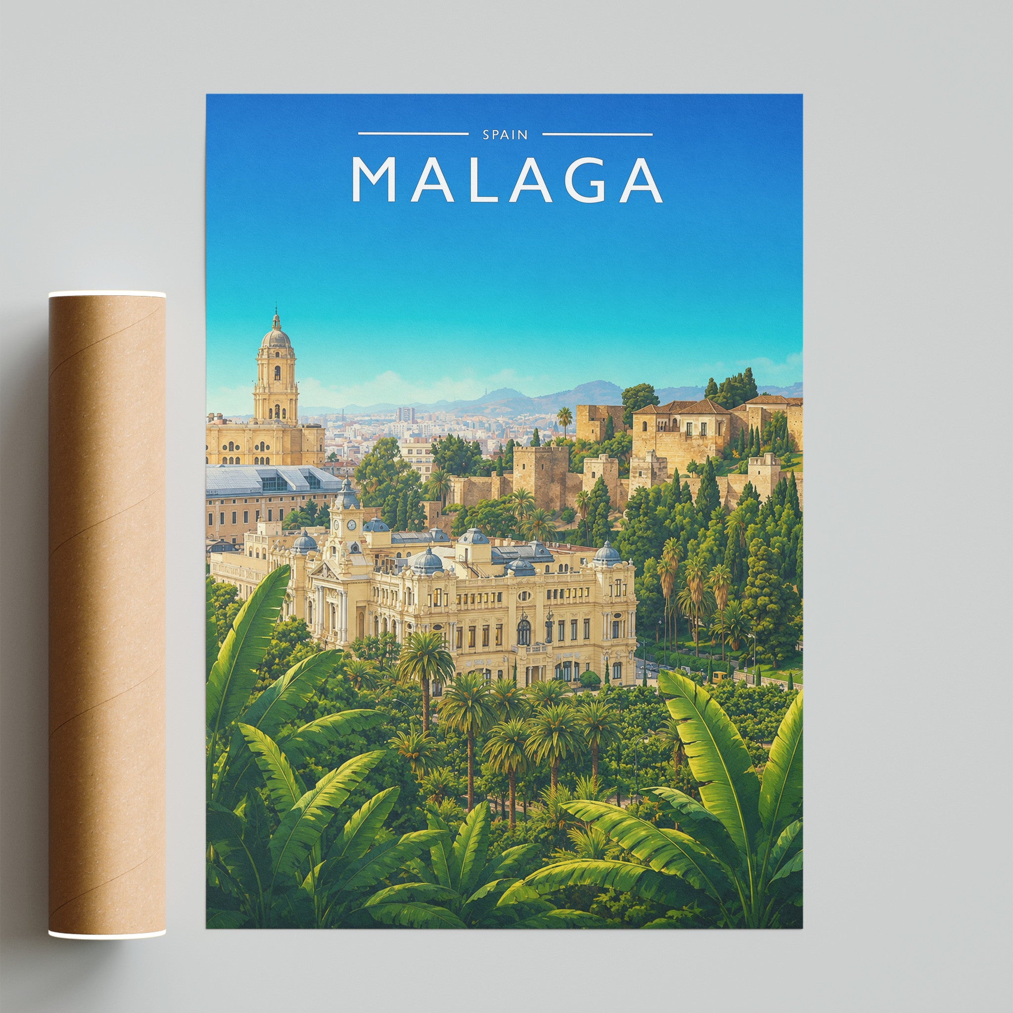 Malaga #3 Travel Poster - fine art print with shipping tube