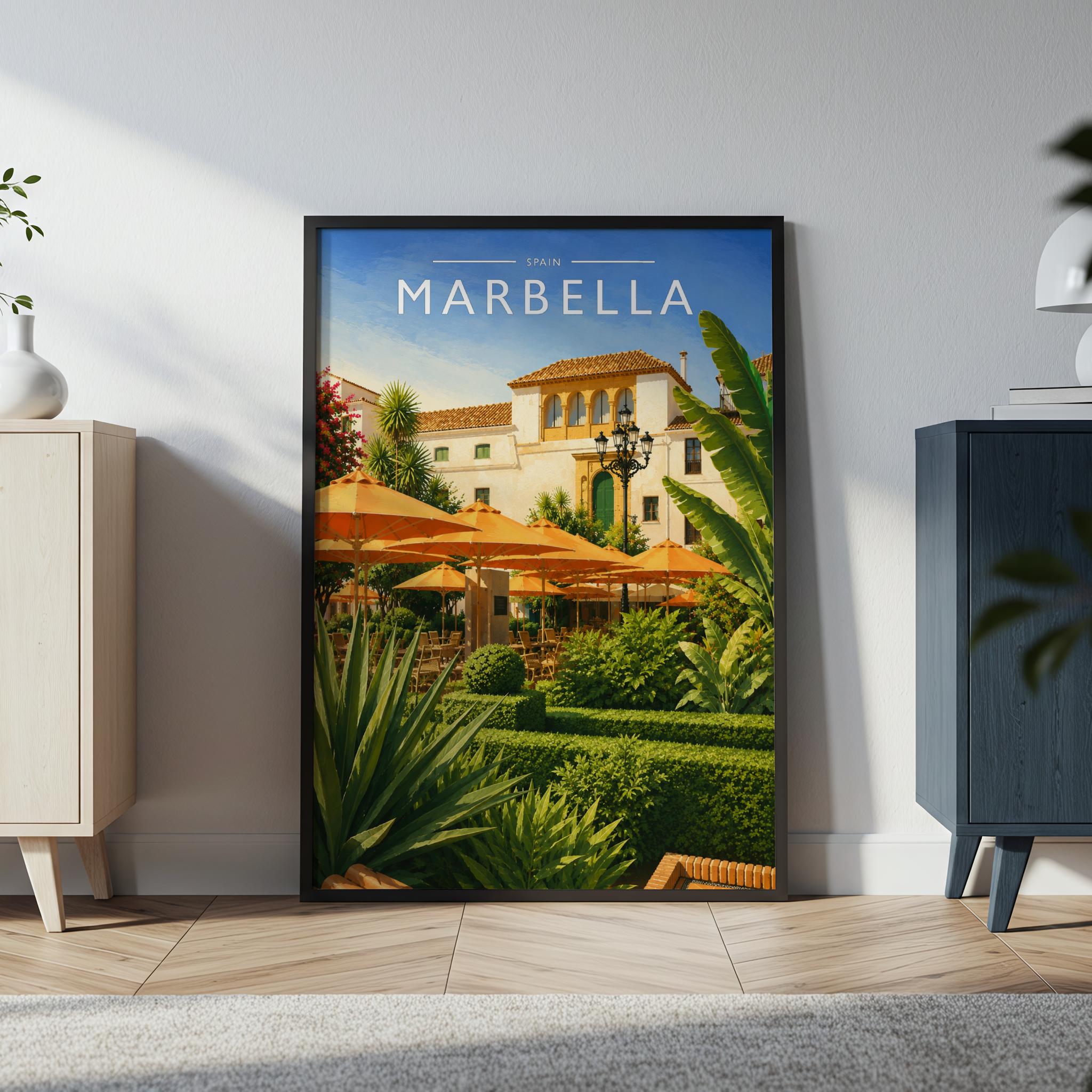 Marbella #3 Travel Poster in a black frame