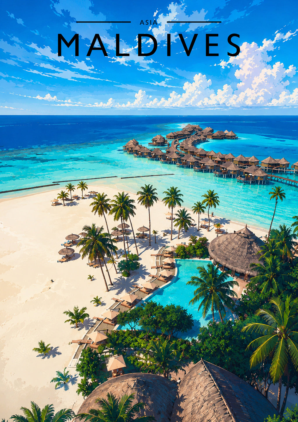 Maldives Travel Poster - A4 travel poster print