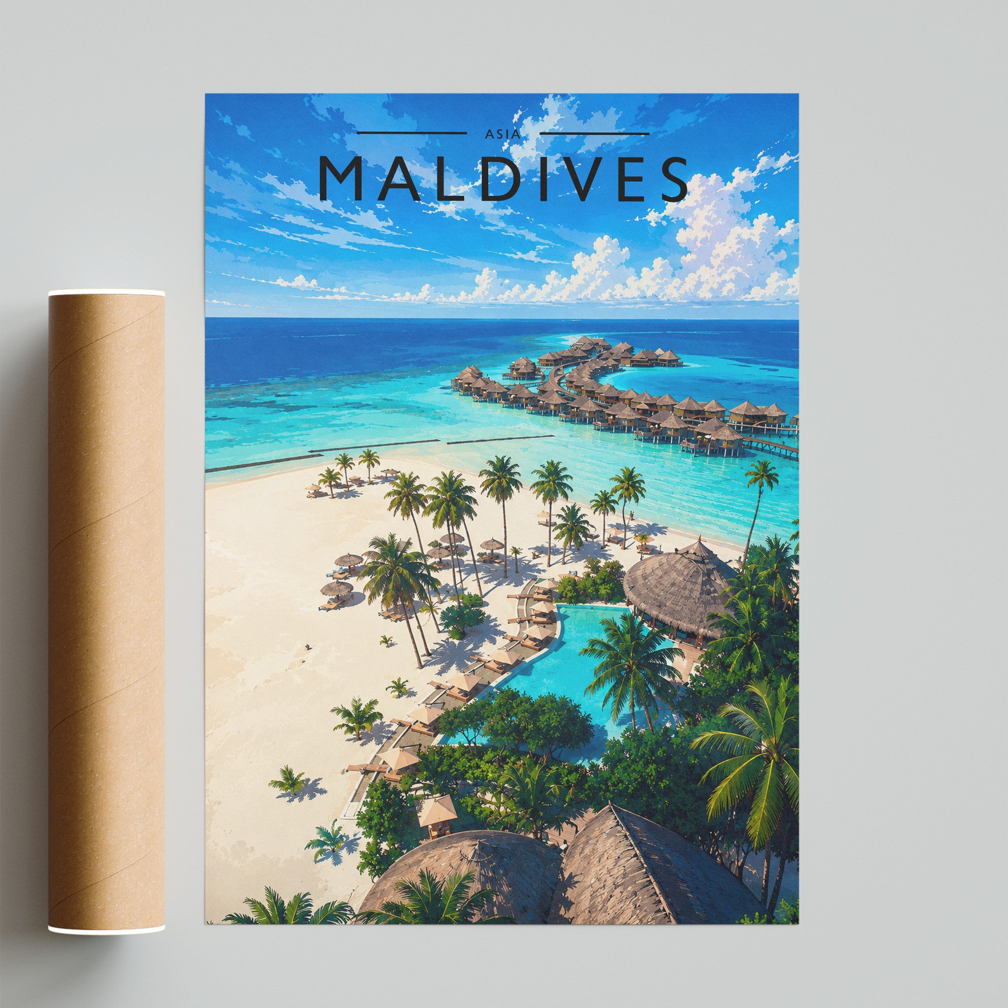 Maldives Travel Poster - fine art print with shipping tube