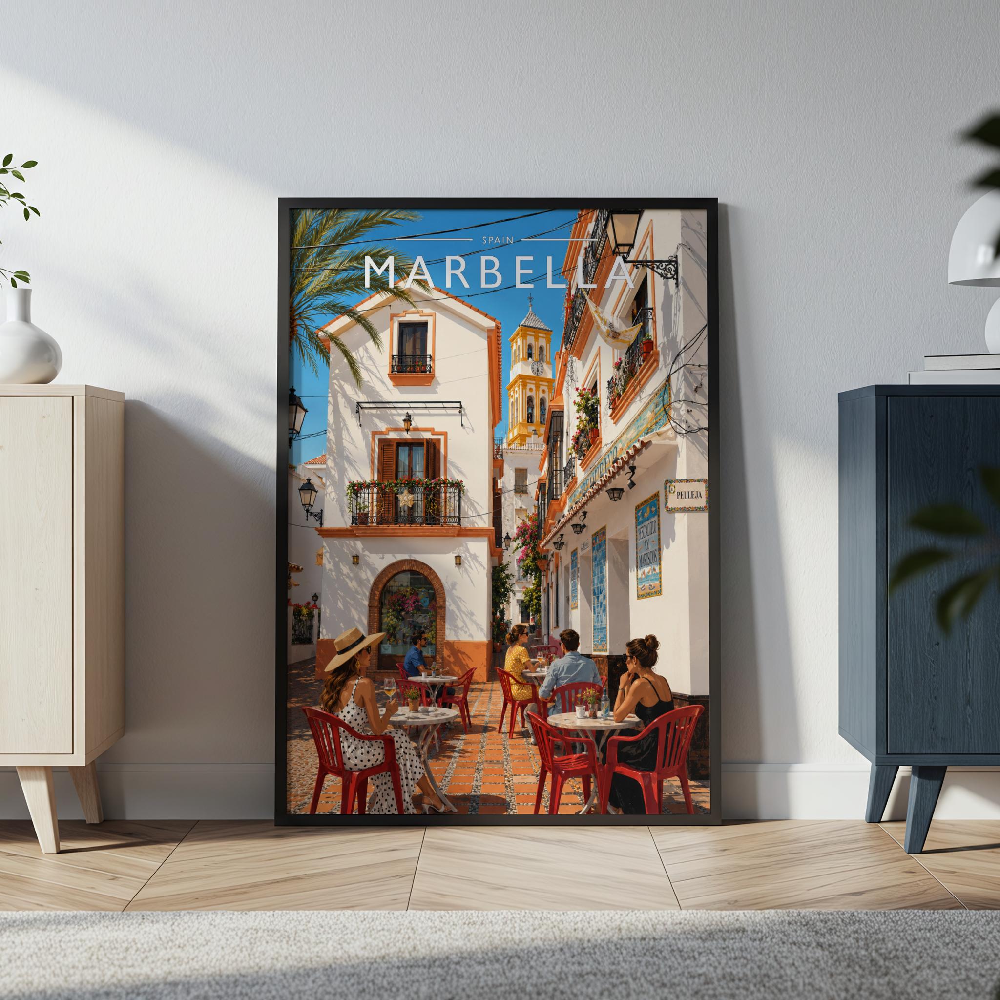 Marbella #4 Travel Poster in a black frame