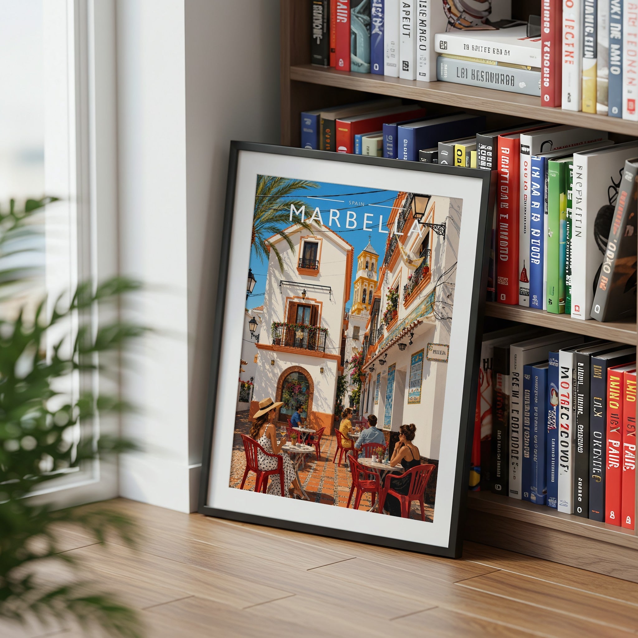 Marbella #4 Travel Poster mounted in a black frame