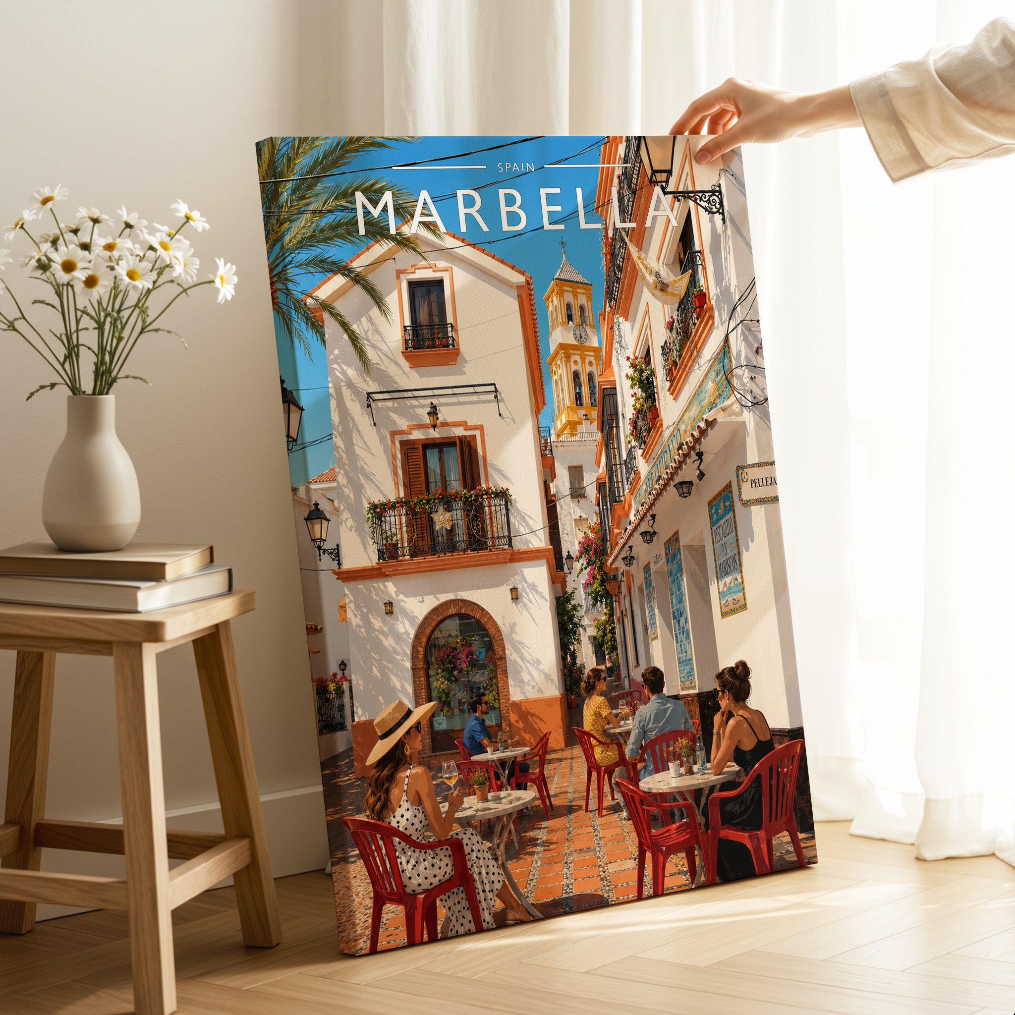 Marbella #4 Travel Poster as a gallery-wrapped canvas
