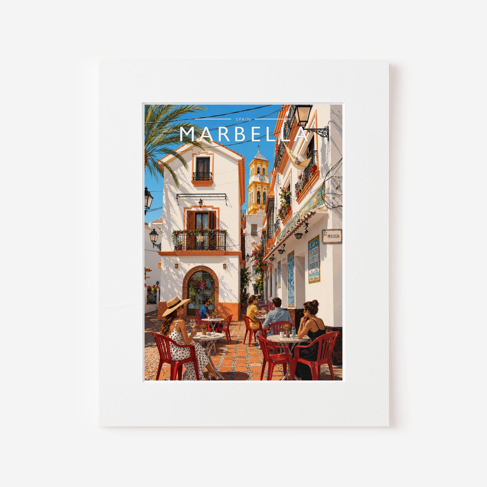 Marbella #4 Travel Poster in a white mount