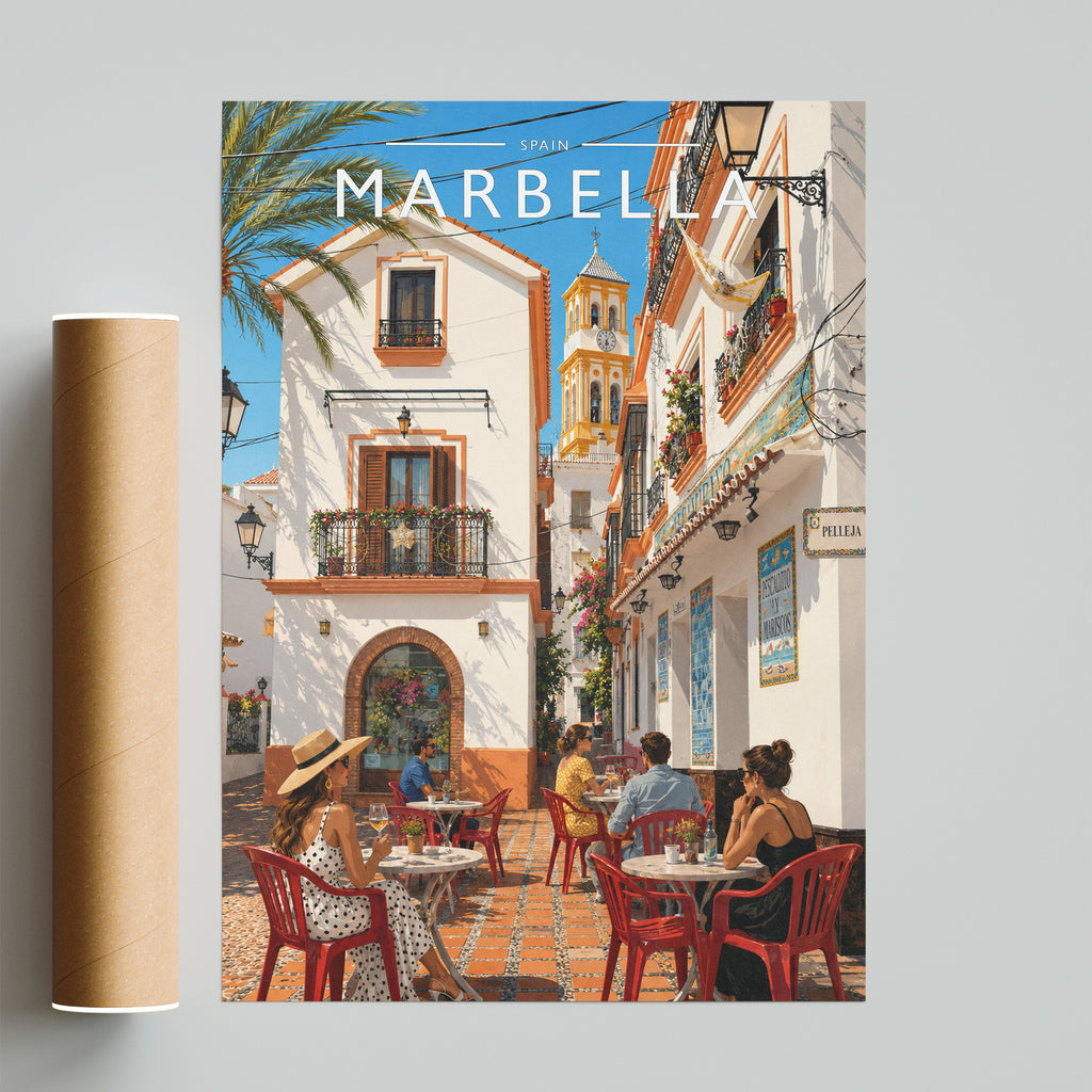 Marbella #4 Travel Poster - fine art print with shipping tube